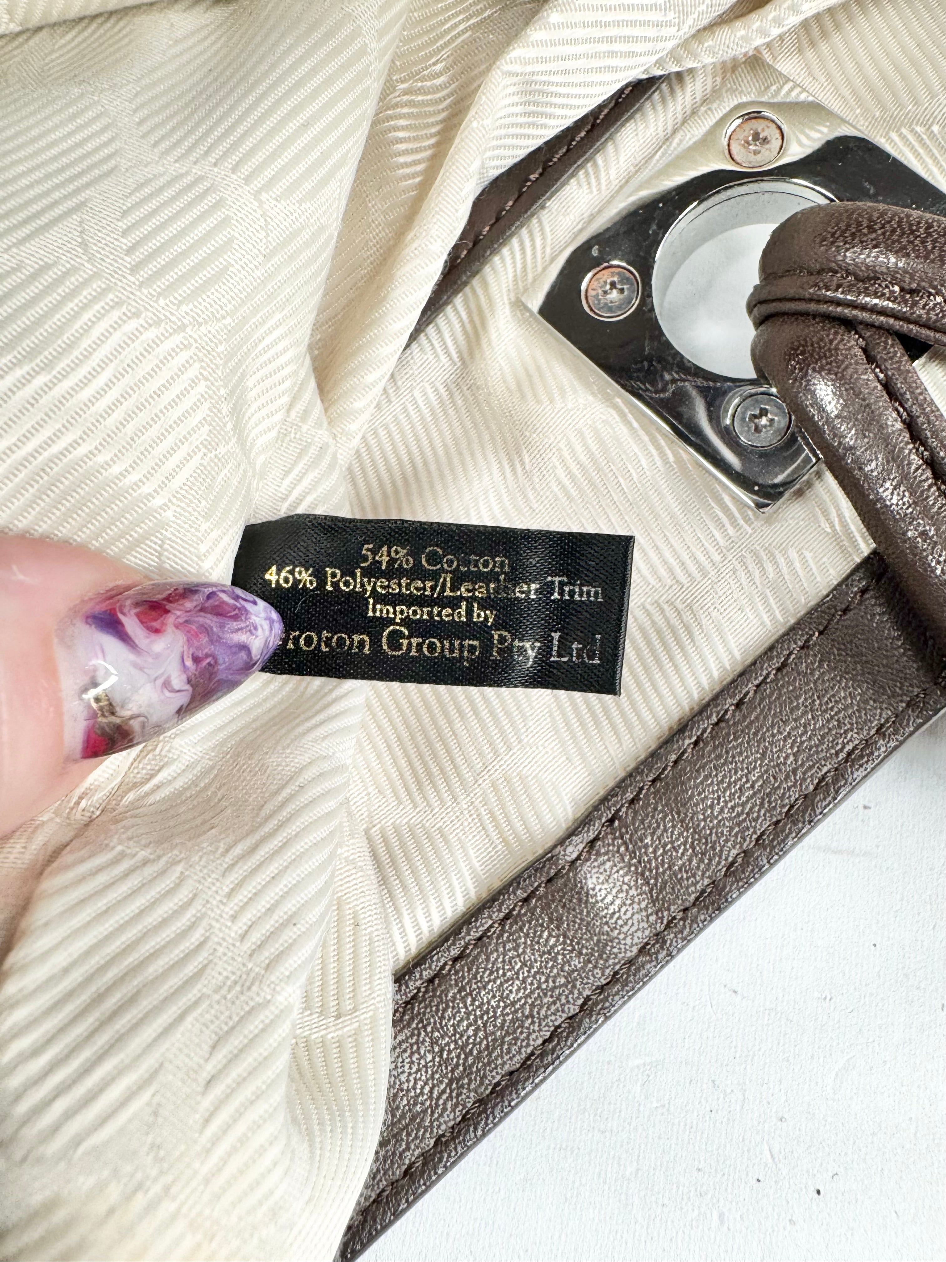 Oroton Beige & Brown Monogramed Tote Bag