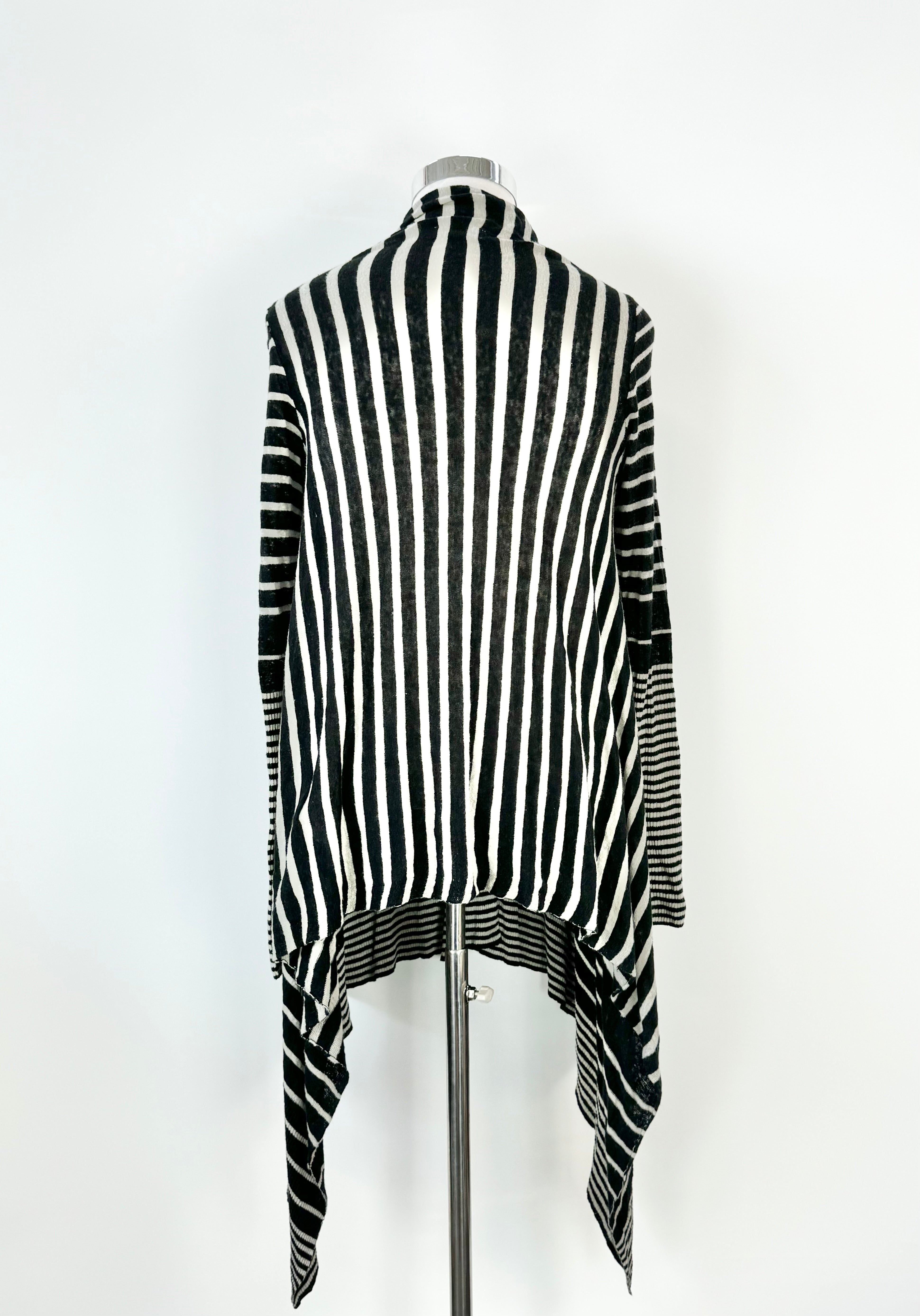 Day Birger et Mikkelsen Grey & Black Striped Linen Blend Waterfall Cardigan - AU10