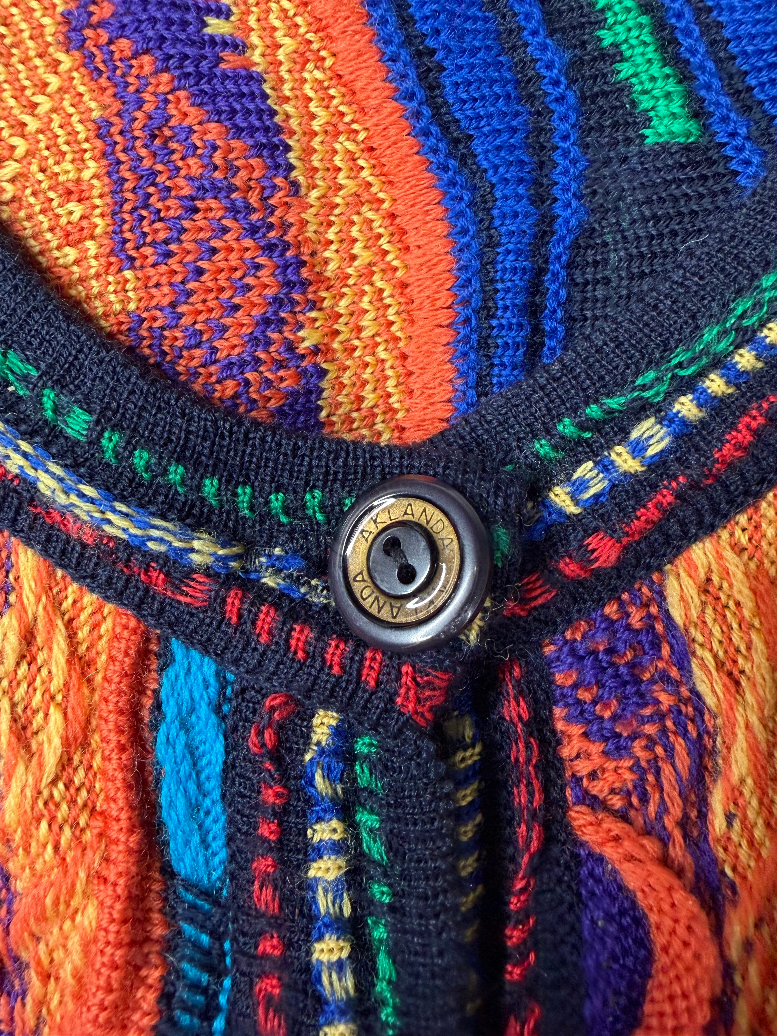 Aklanda Vintage Rainbow Textured Cardigan - M