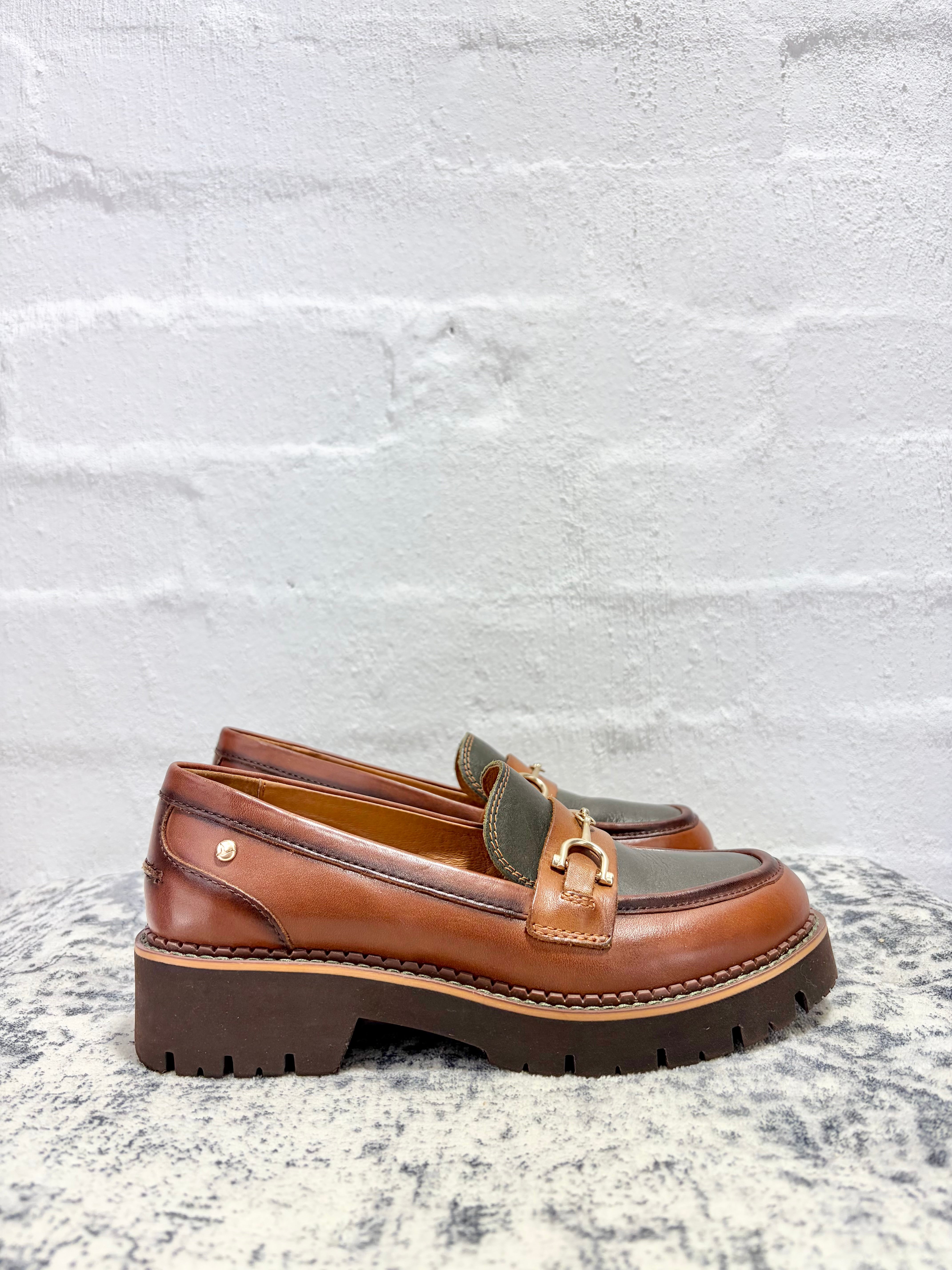 Pikolinos 'Vicar' Chestnut & Oliver Heeled Loafers - EU36