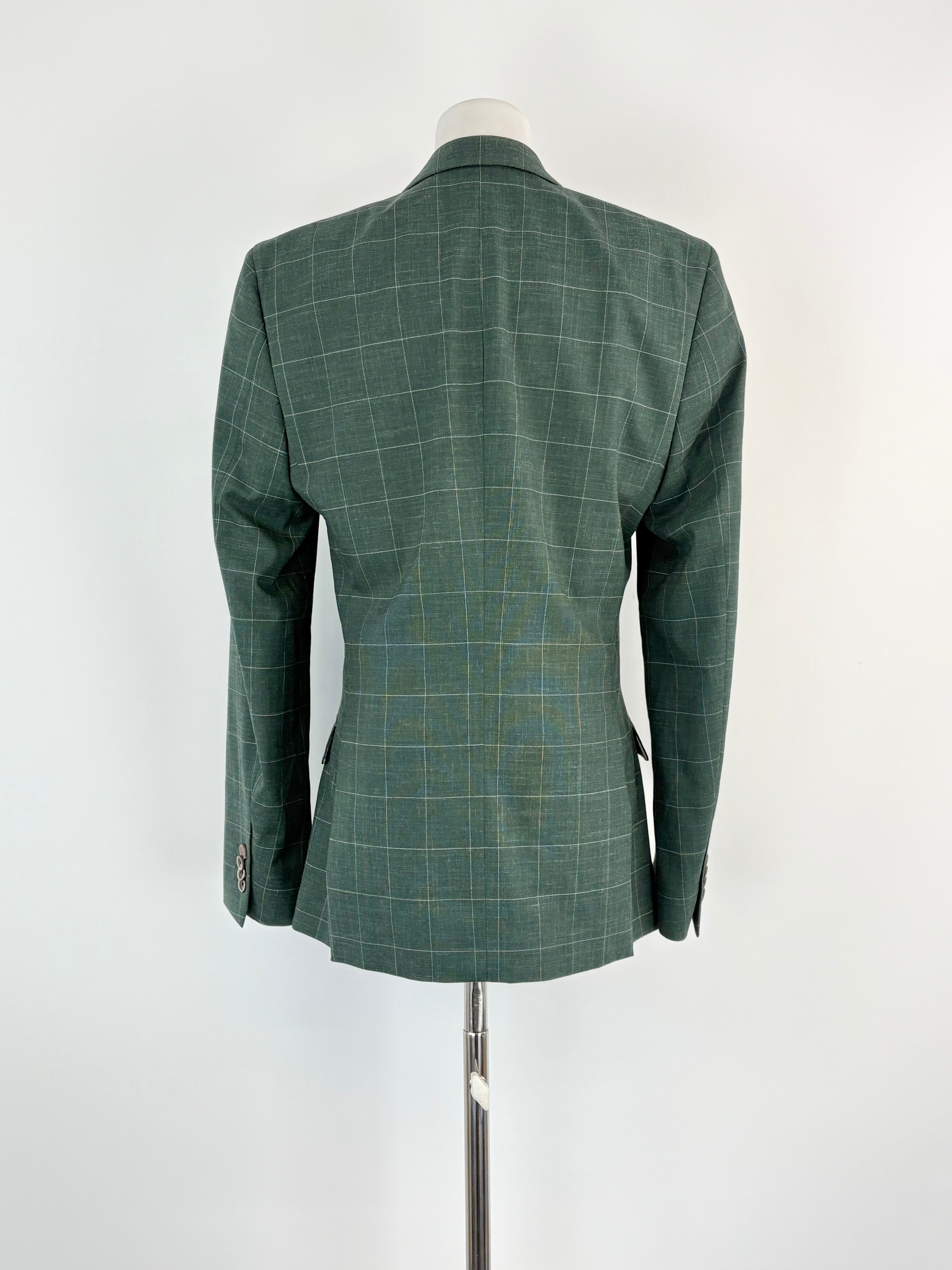 Politix Forest Green Checked 'Zachery' Slim-Stretch Jacket - S