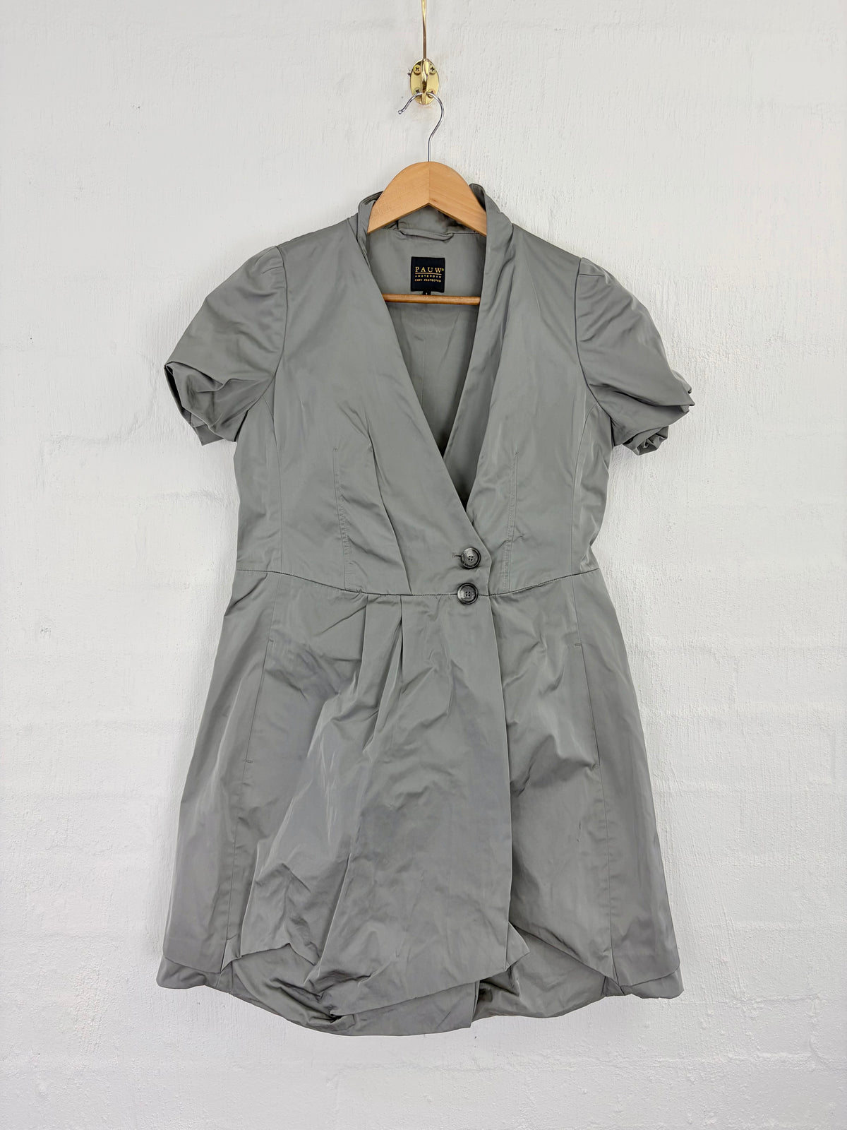 Pauw Amsterdamn Rain Cloud Grey Satin Wrap Dress - AU8/10