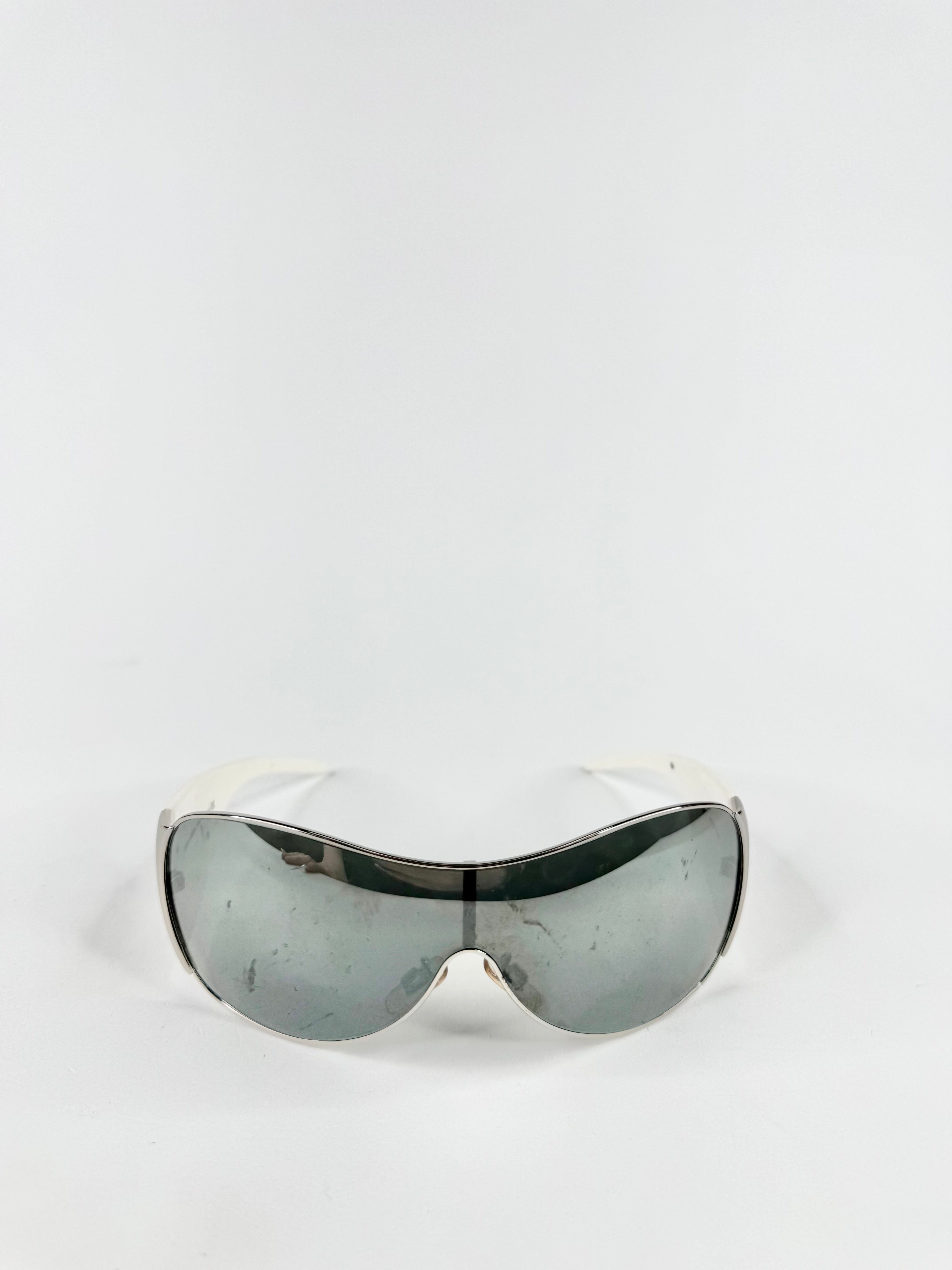 Dolce & Gabbana White Frame Shield Sunglasses