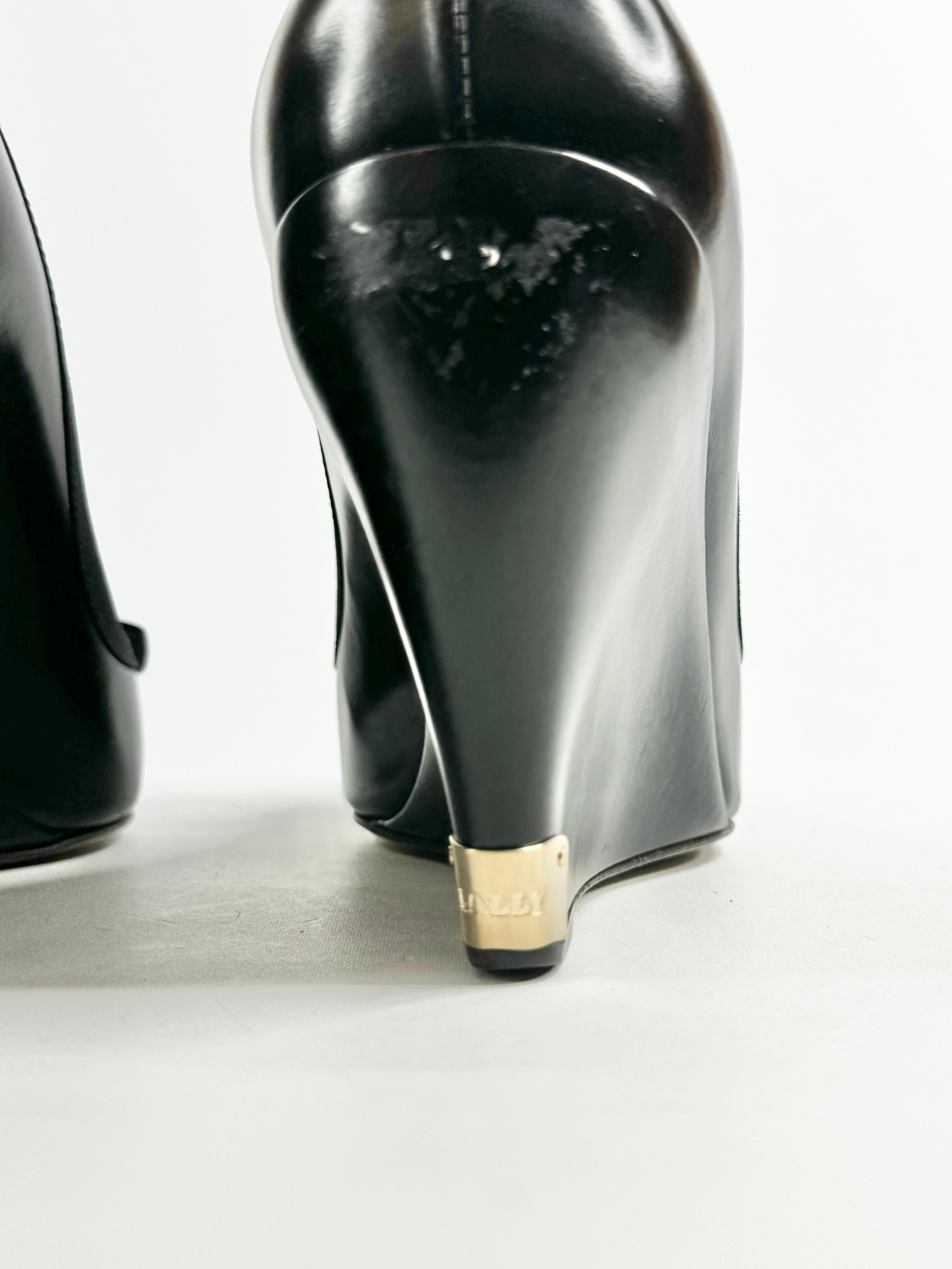 Bally Black 'Patrice' Peep Toe Wedges - EU38.5