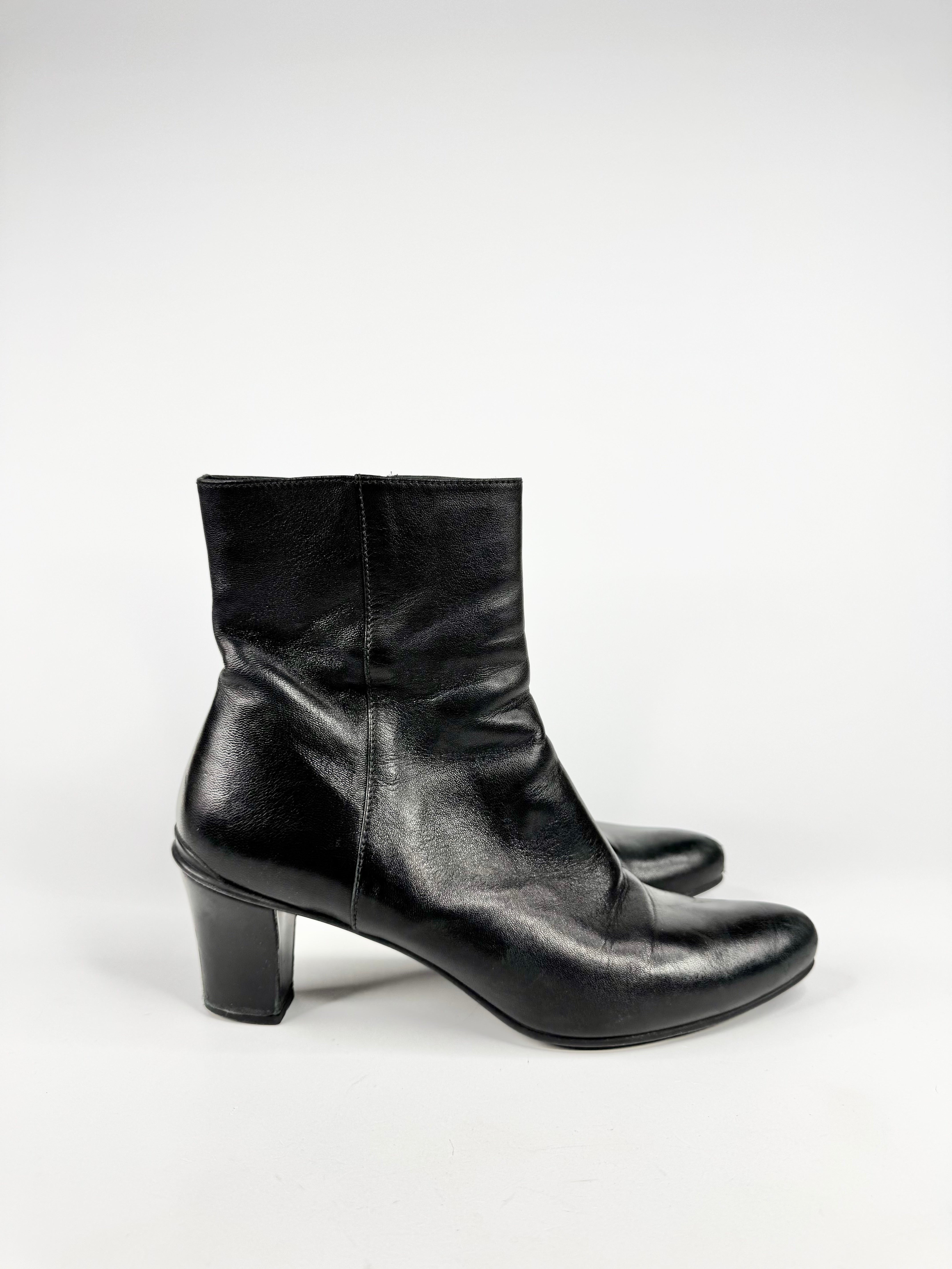 Prada Black Smooth Leather Zippered Ankle Boots - EU40