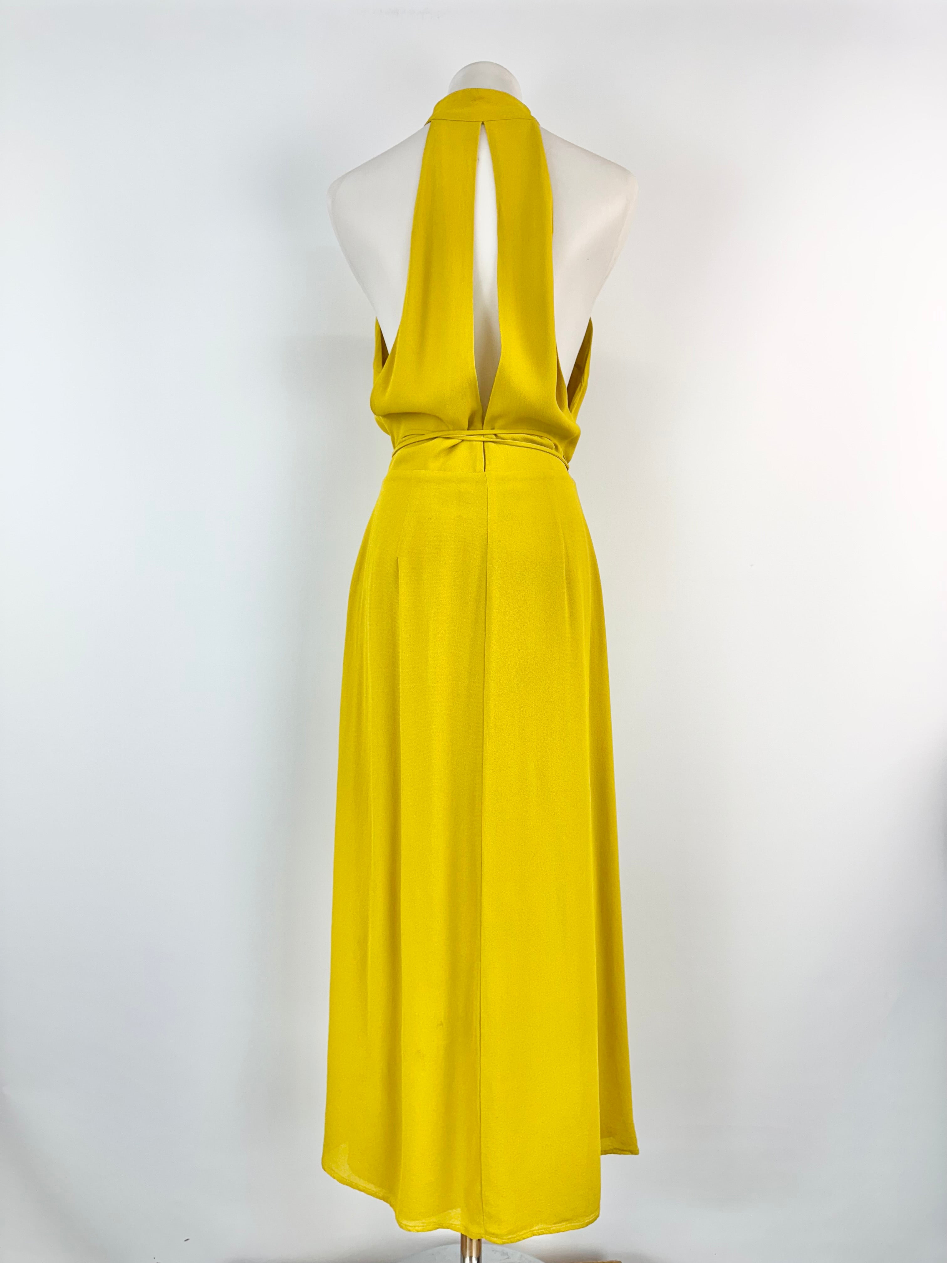 Reformation Ochre Yellow Cut Out Wrap Dress - AU10
