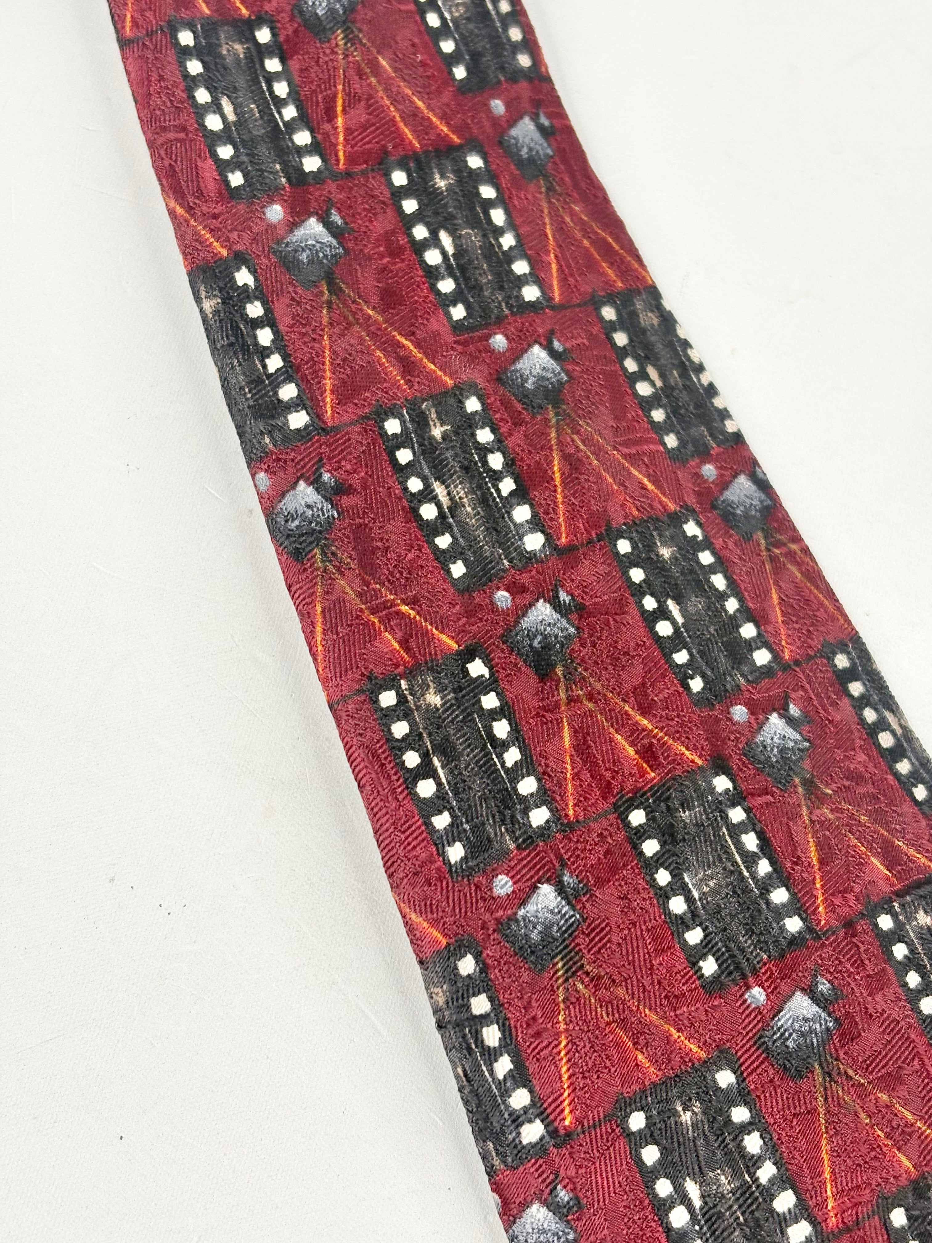 Ermenegildo Zegna Maroon Silk Film-Print Tie