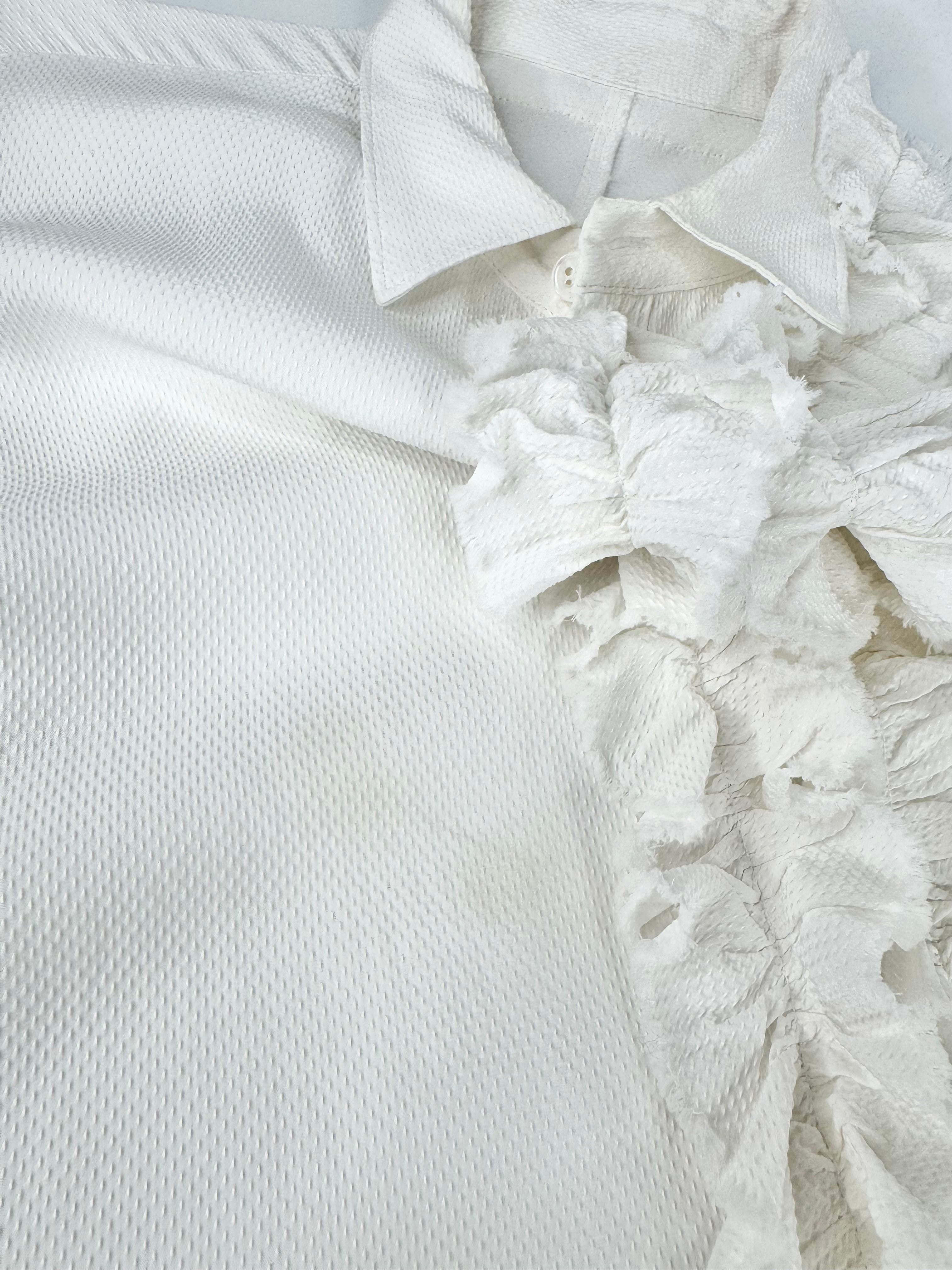 Y's Yohji Yamamoto White Frill Blouse - AU12/14