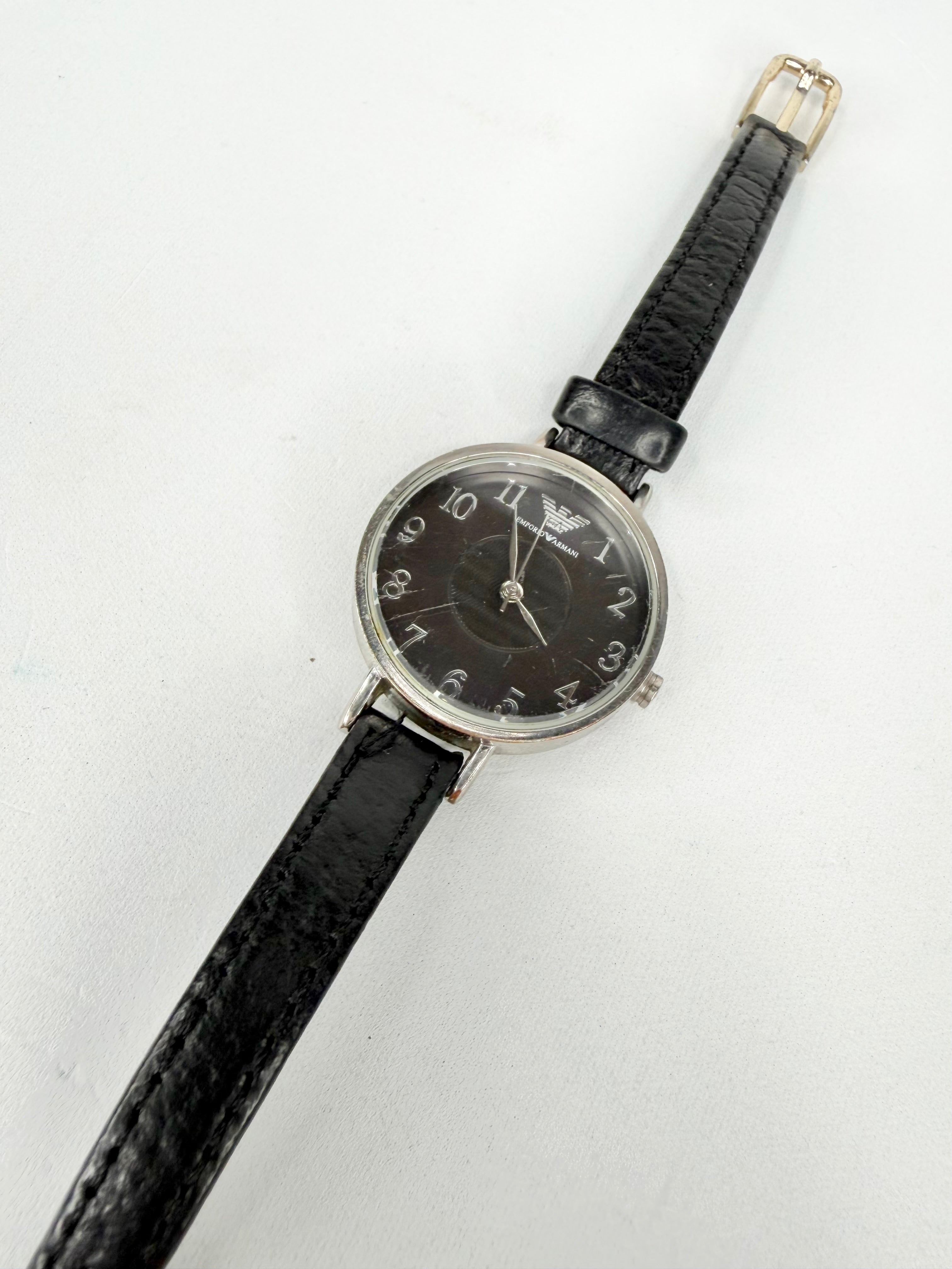 Emporio Armani Black & Silver Stainless Steel Watch