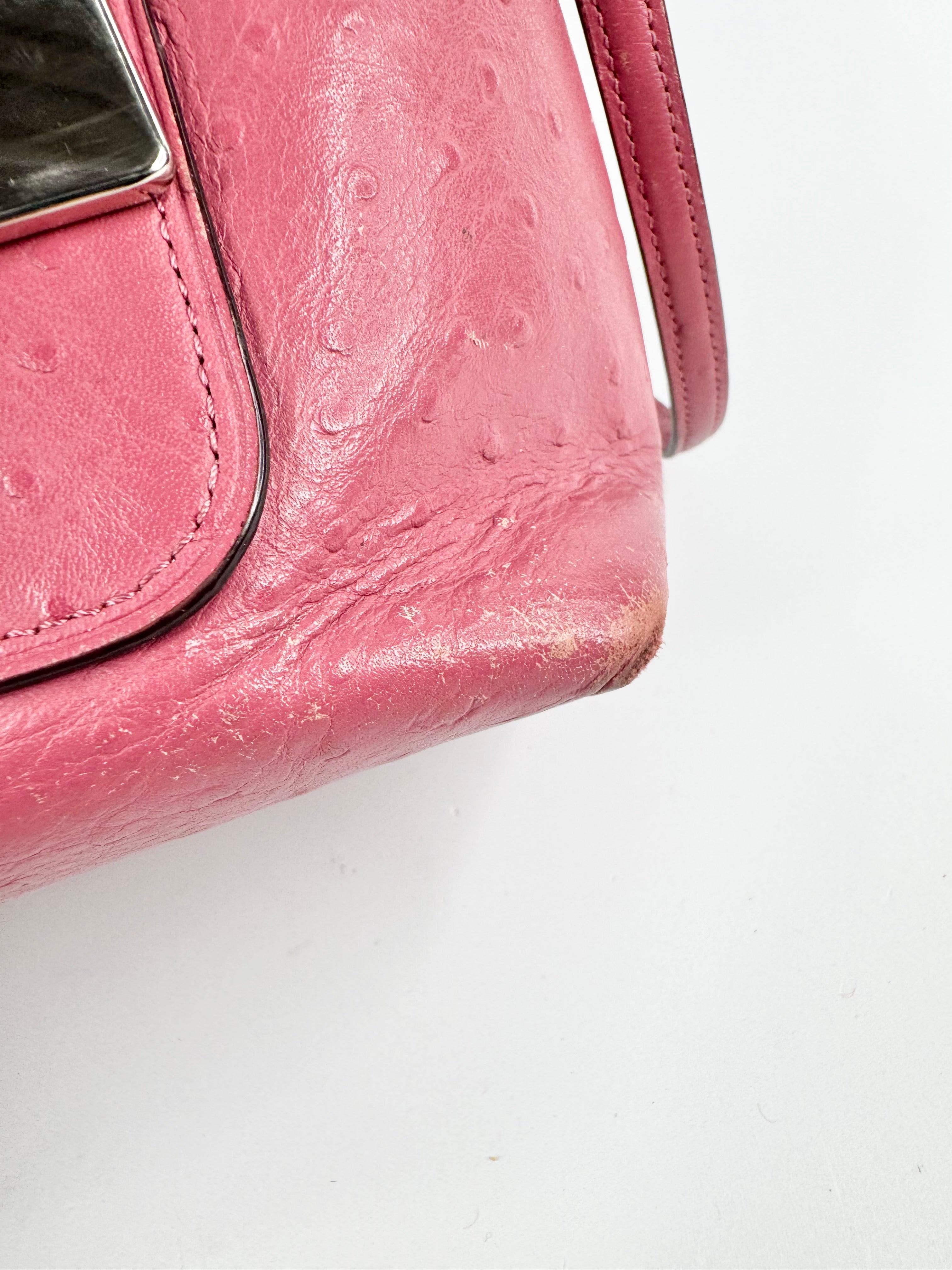 Coach 'Emma' Thulian Pink Faux Ostrich Satchel Bag