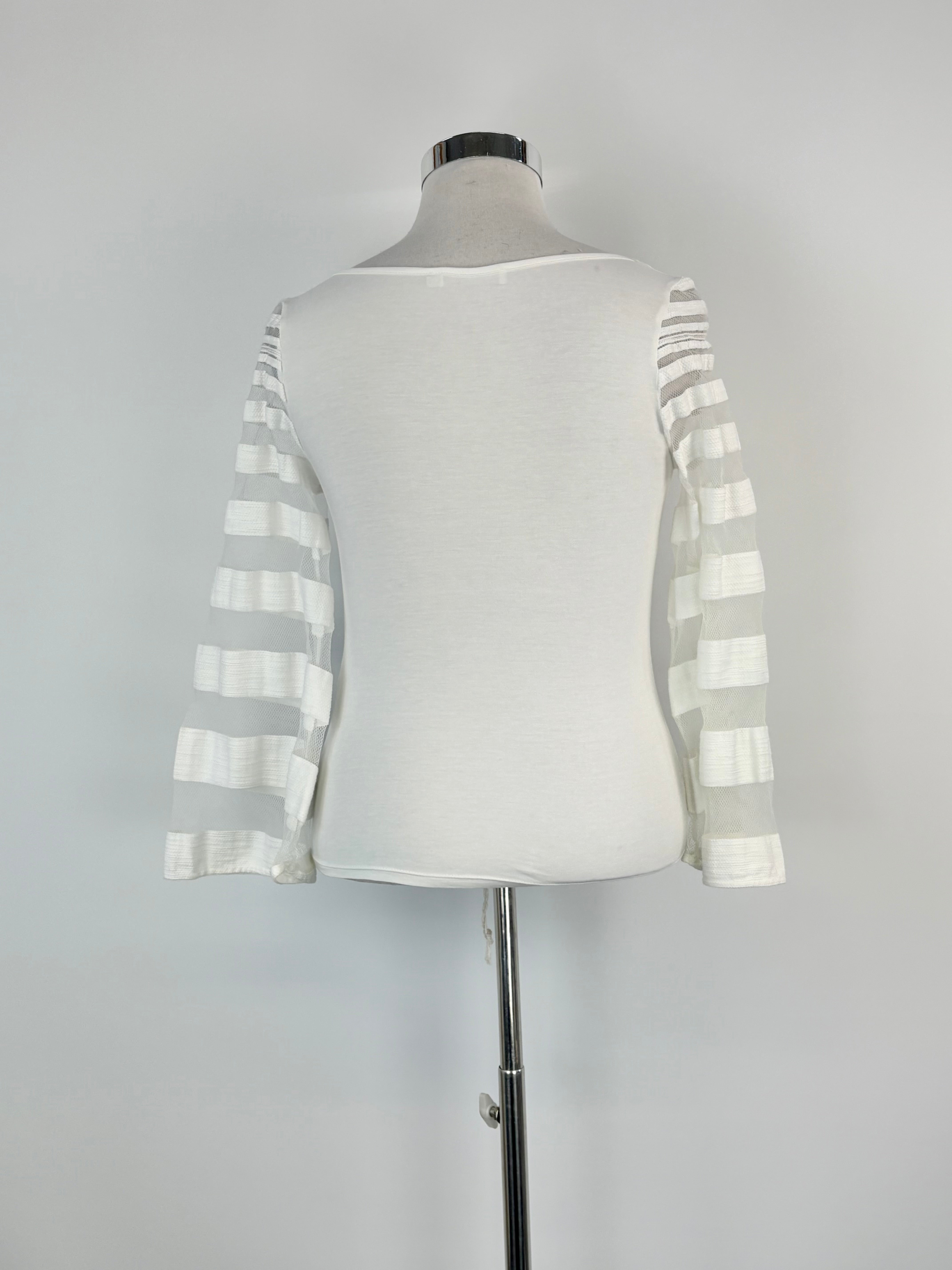 Anne Fontaine White Mesh-Sleeved Top - AU10/12