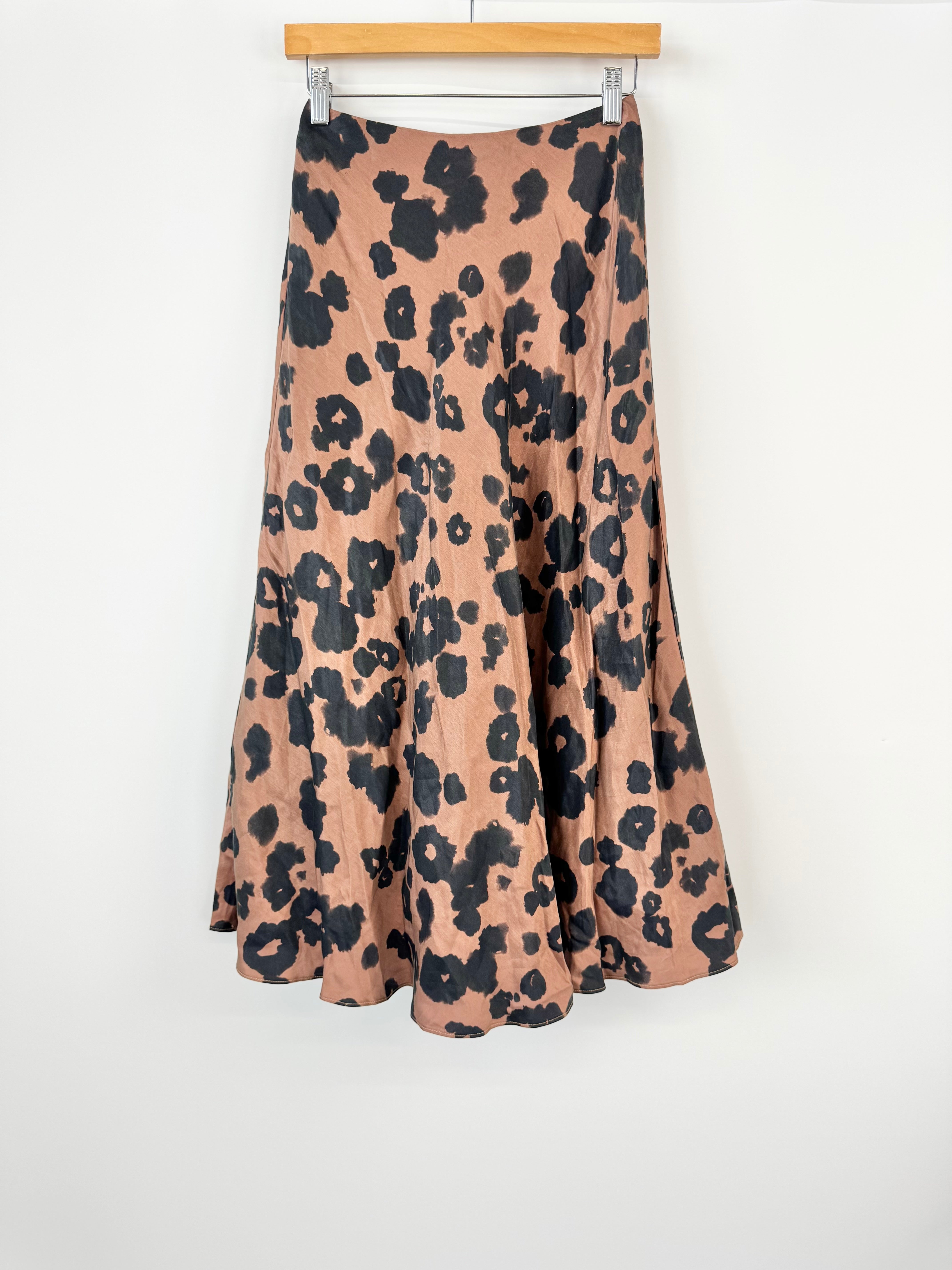 Aje Copper & Black Printed Midi Skirt - AU6