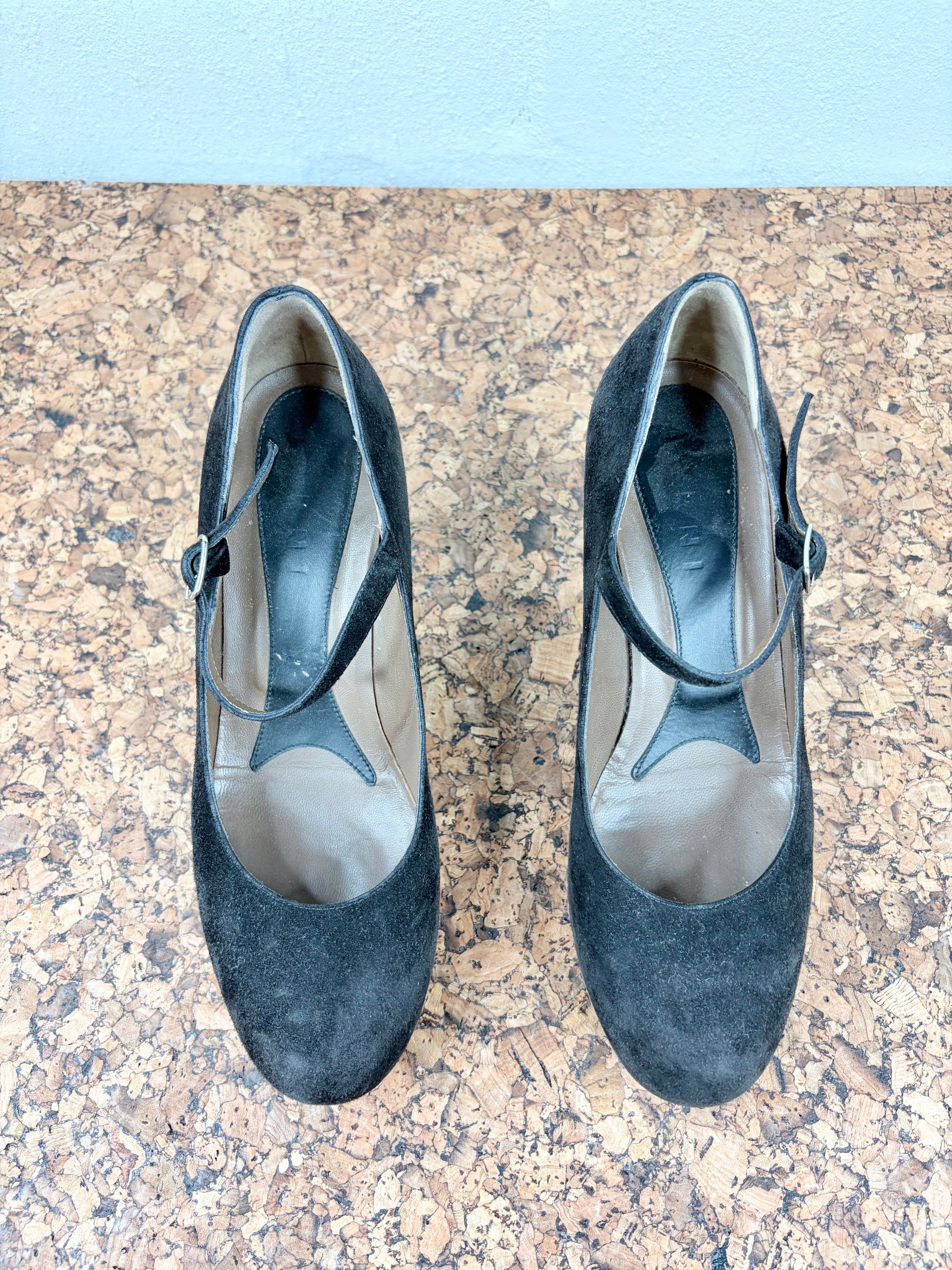 Marni Chocolate Suede Platform Mary Jane - EU38.5