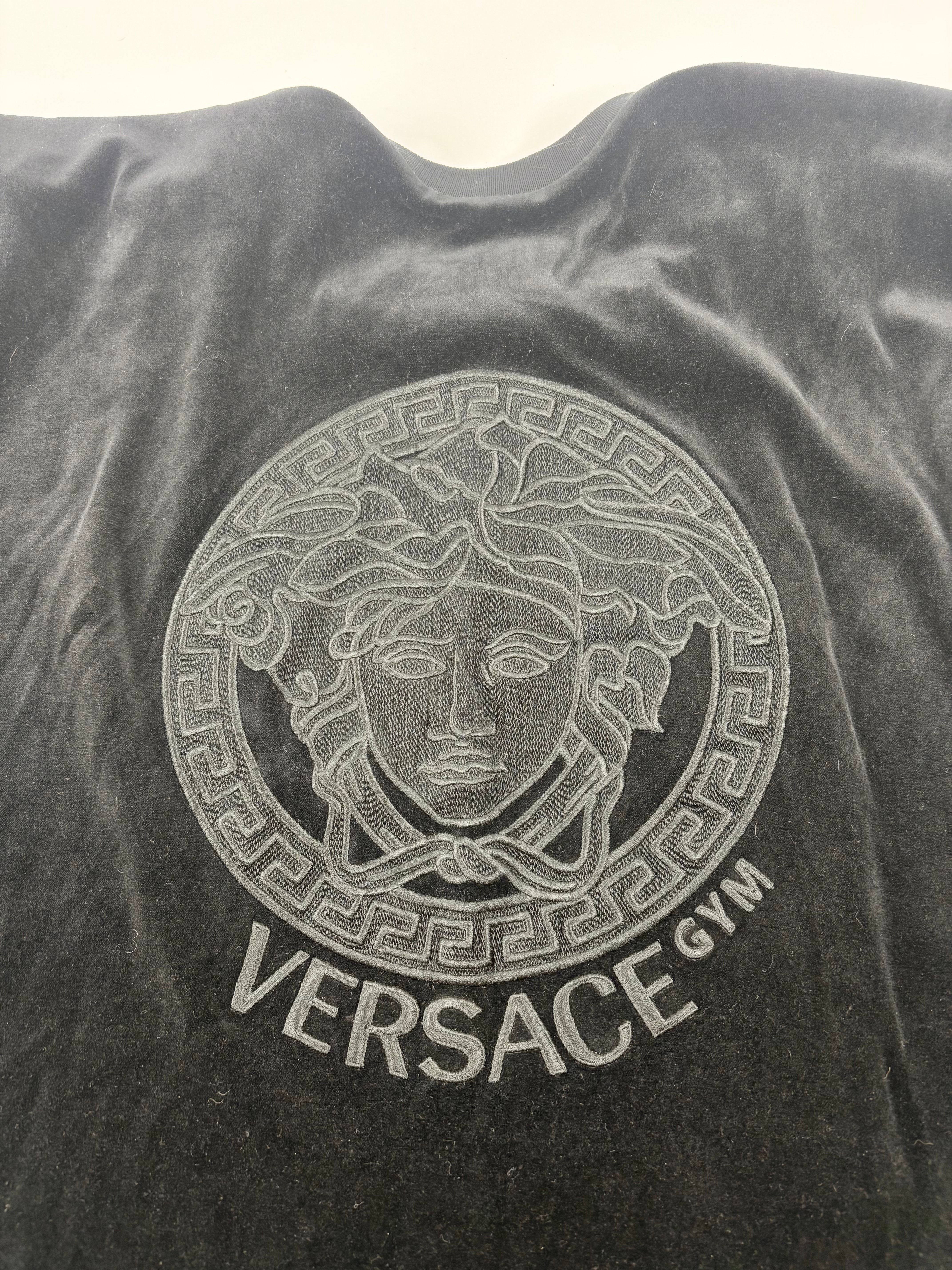 Versace Underwear Black Velour Medusa 'Gym' Crewneck - M