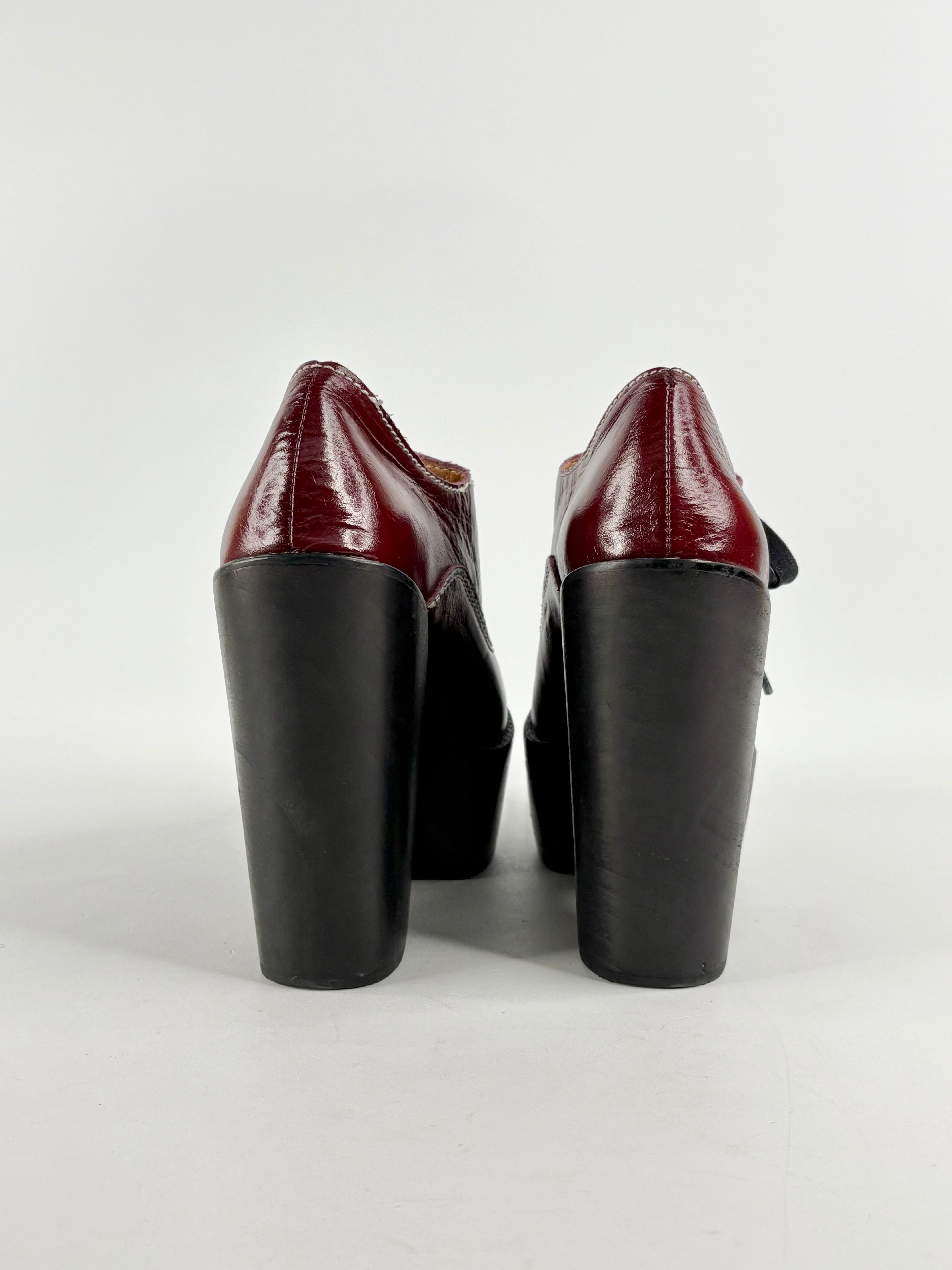 Jeffrey Campbell Havana Last Cherry Red Leather Lace Up Platforms - EU36