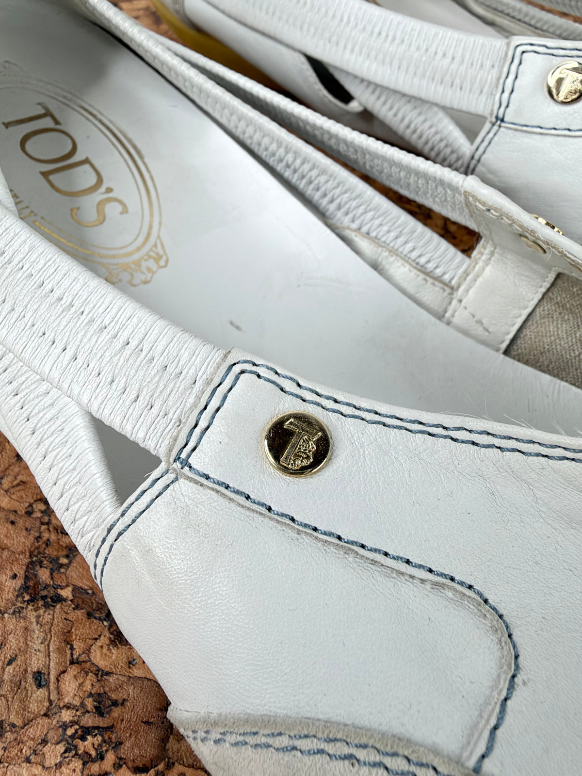 Tod's White Leather & Suede Slip-On Loafers - EU41