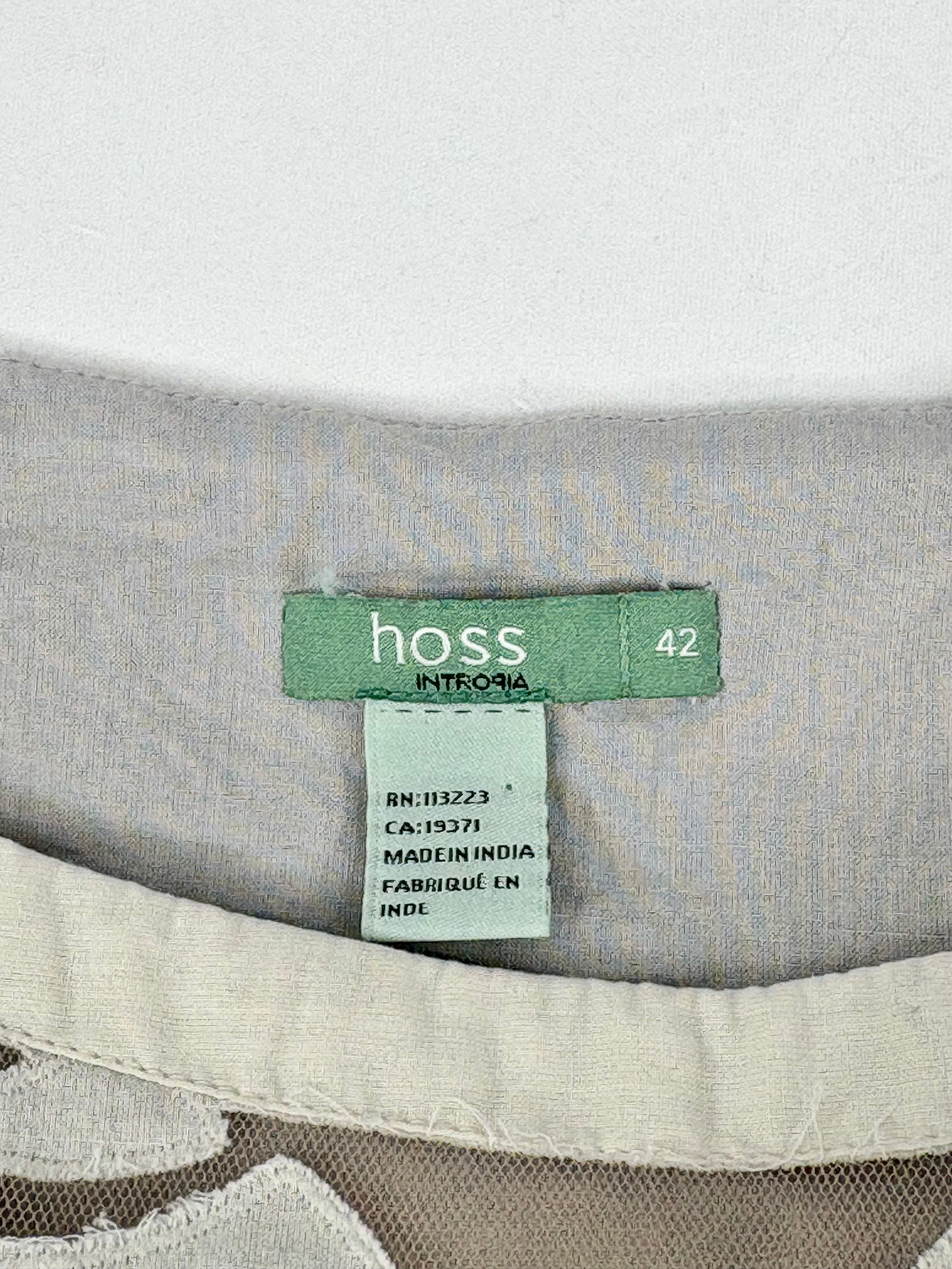Hoss Intropia Sheer Beige Floral Sleeveless Dress - AU14