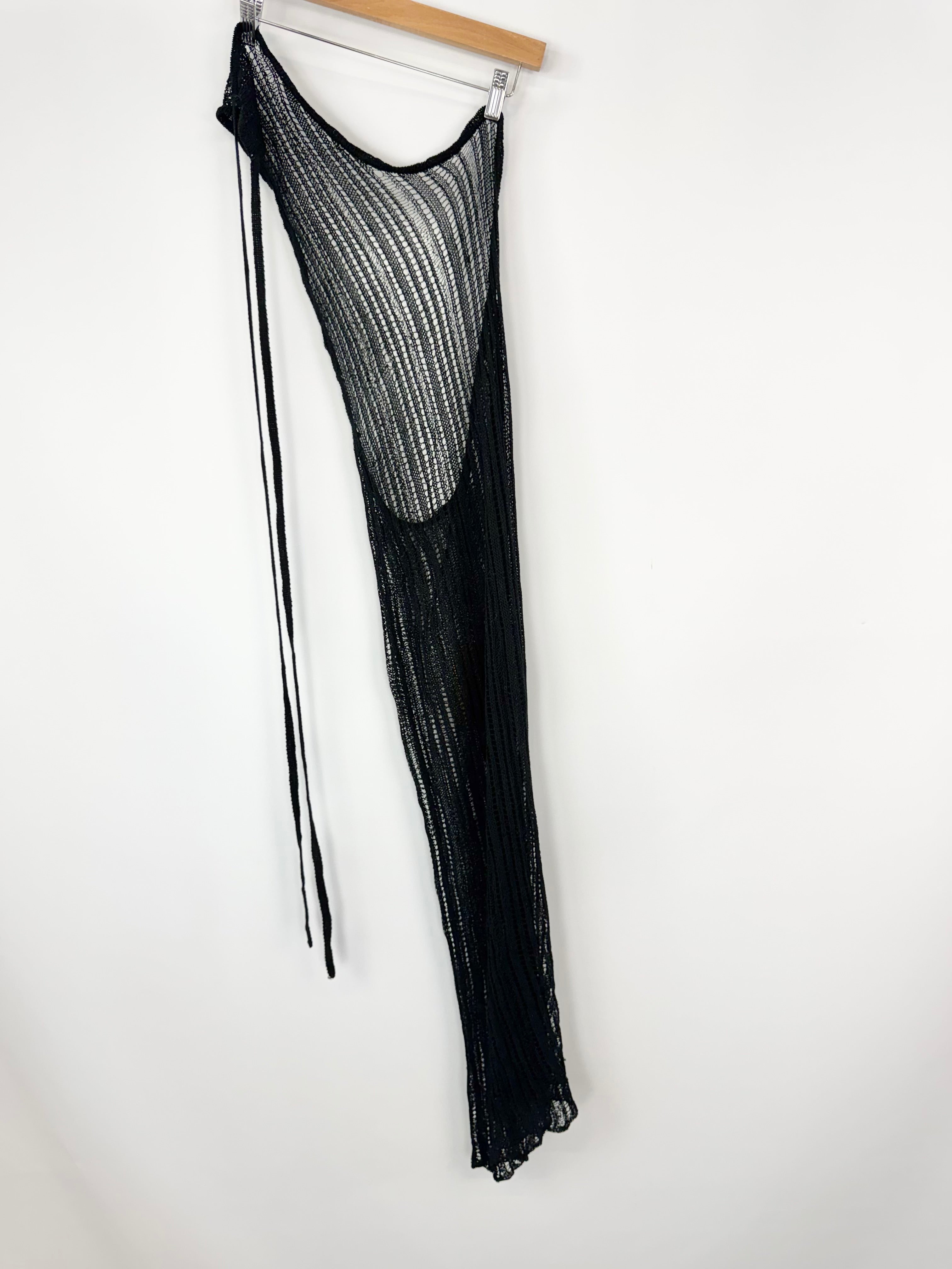 Erik-Yvon Black Asymmetrical Crochet Lace Dress NWT - AU8/10