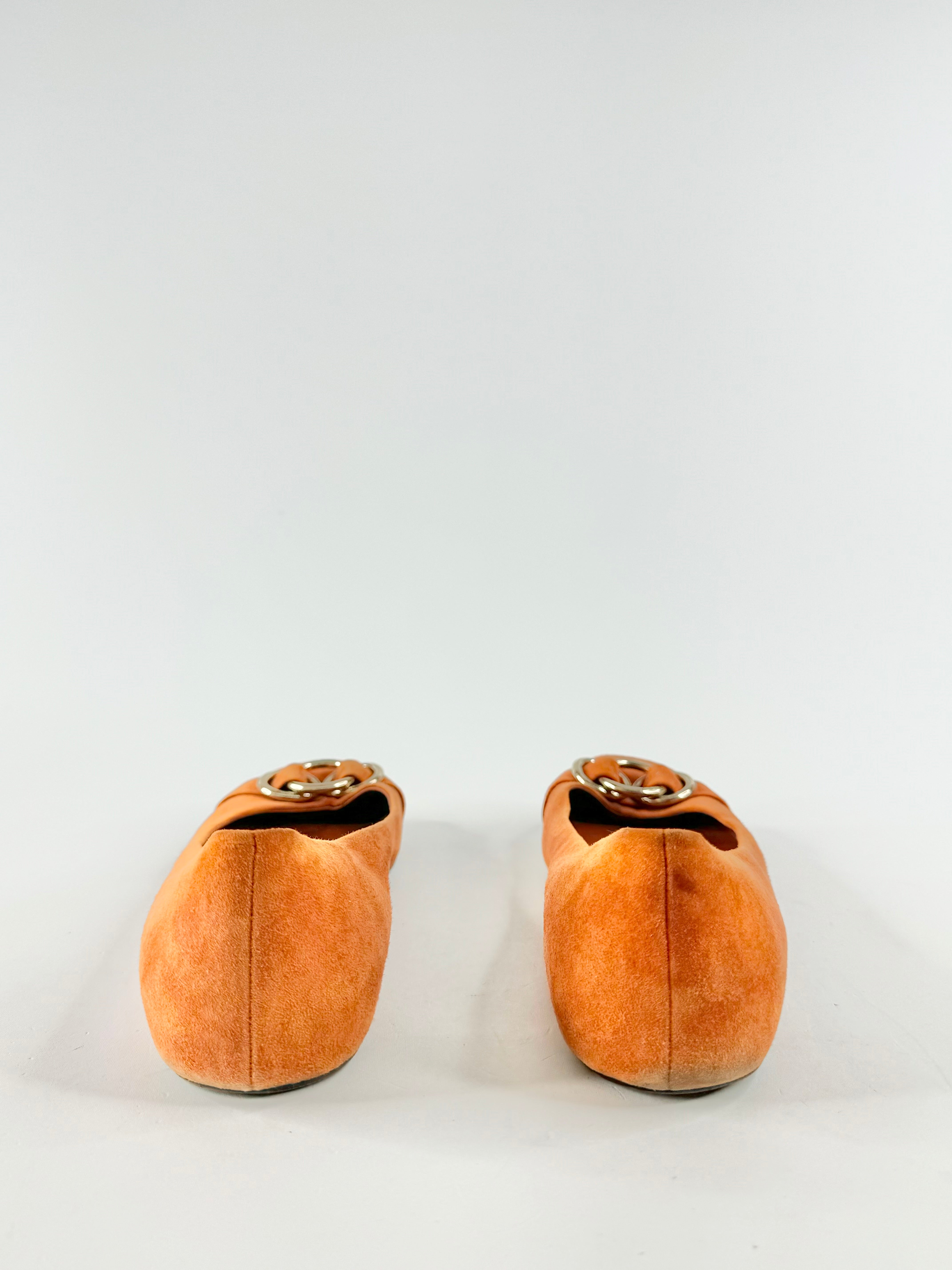 Bally 'Abbie' Burnt Orange Suede Ballet Flats - EU38