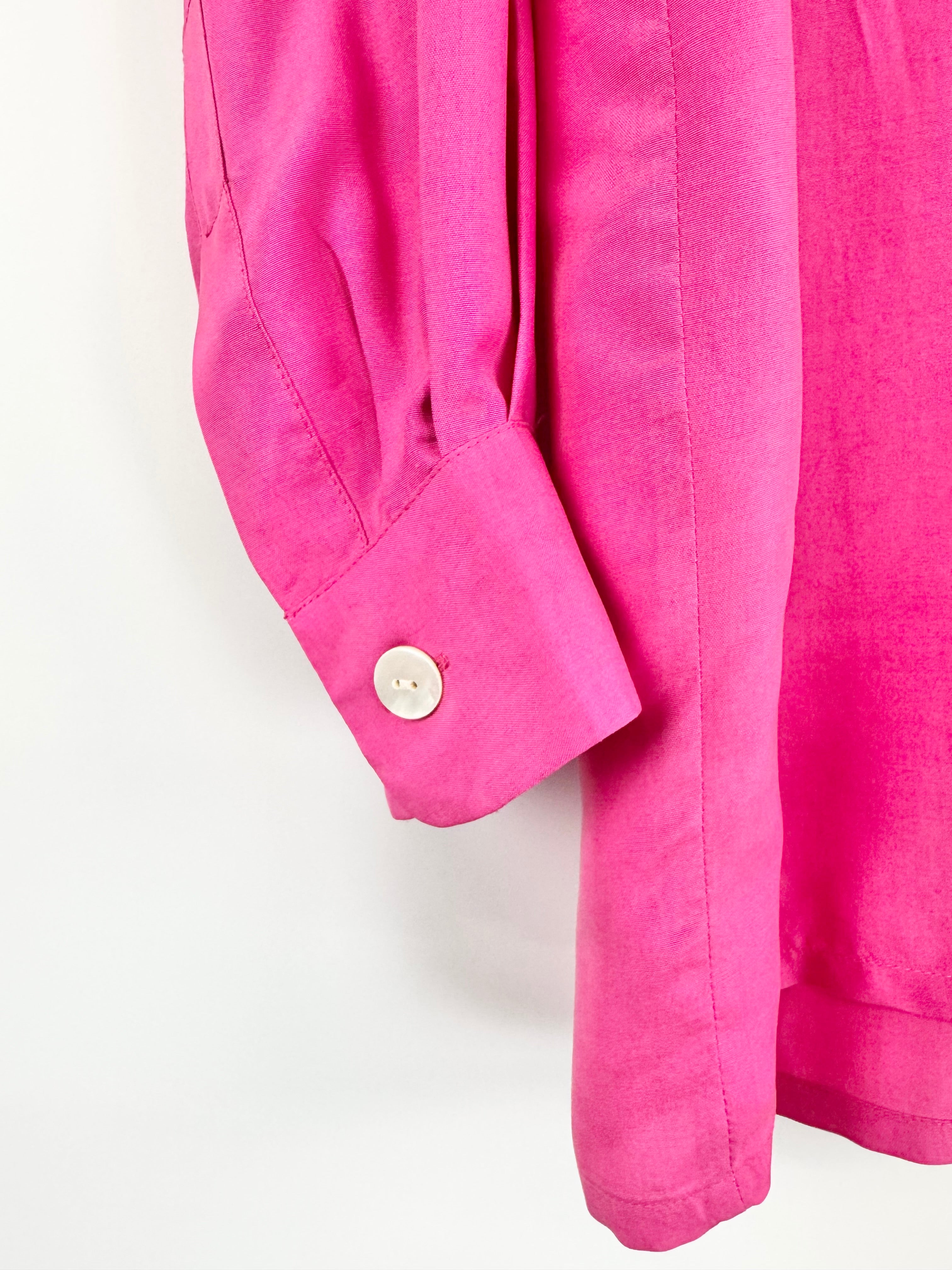 Vintage Country Road Magenta Silk Shirt - M