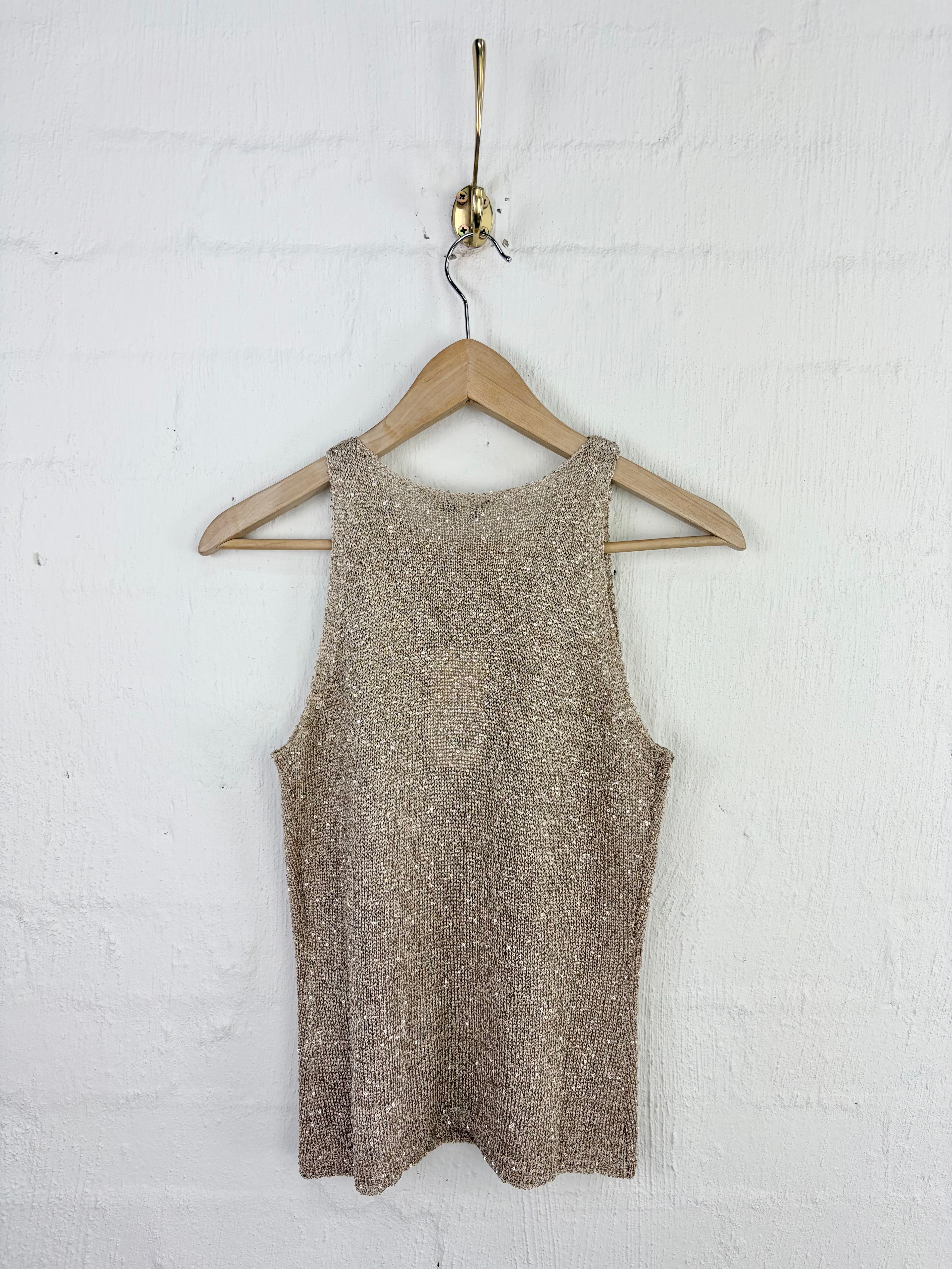 Cue Gold Knit Sequin Vest NWT - AU8/10