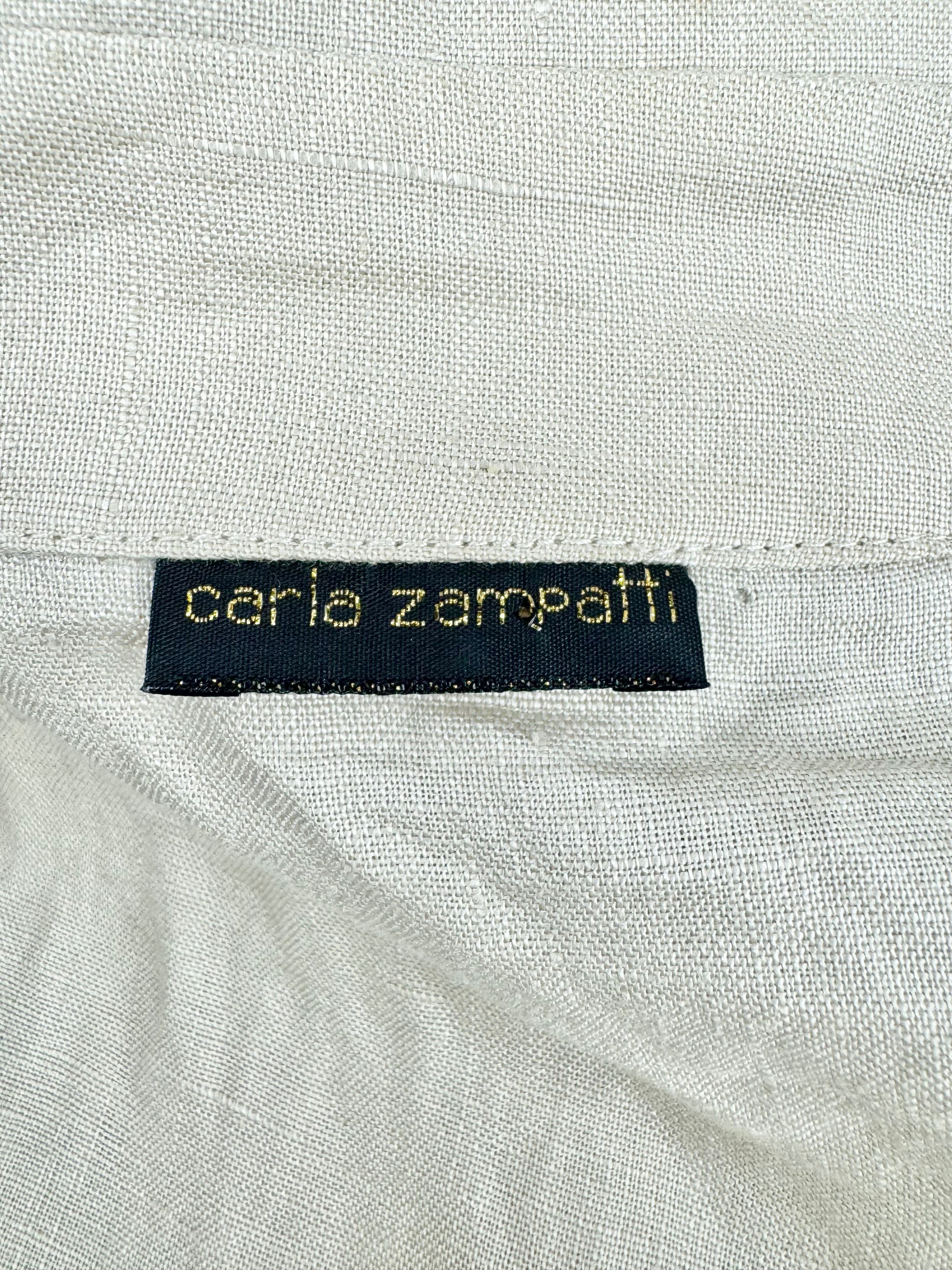 Carla Zampatti Beige Linen Wrap Dress - AU12