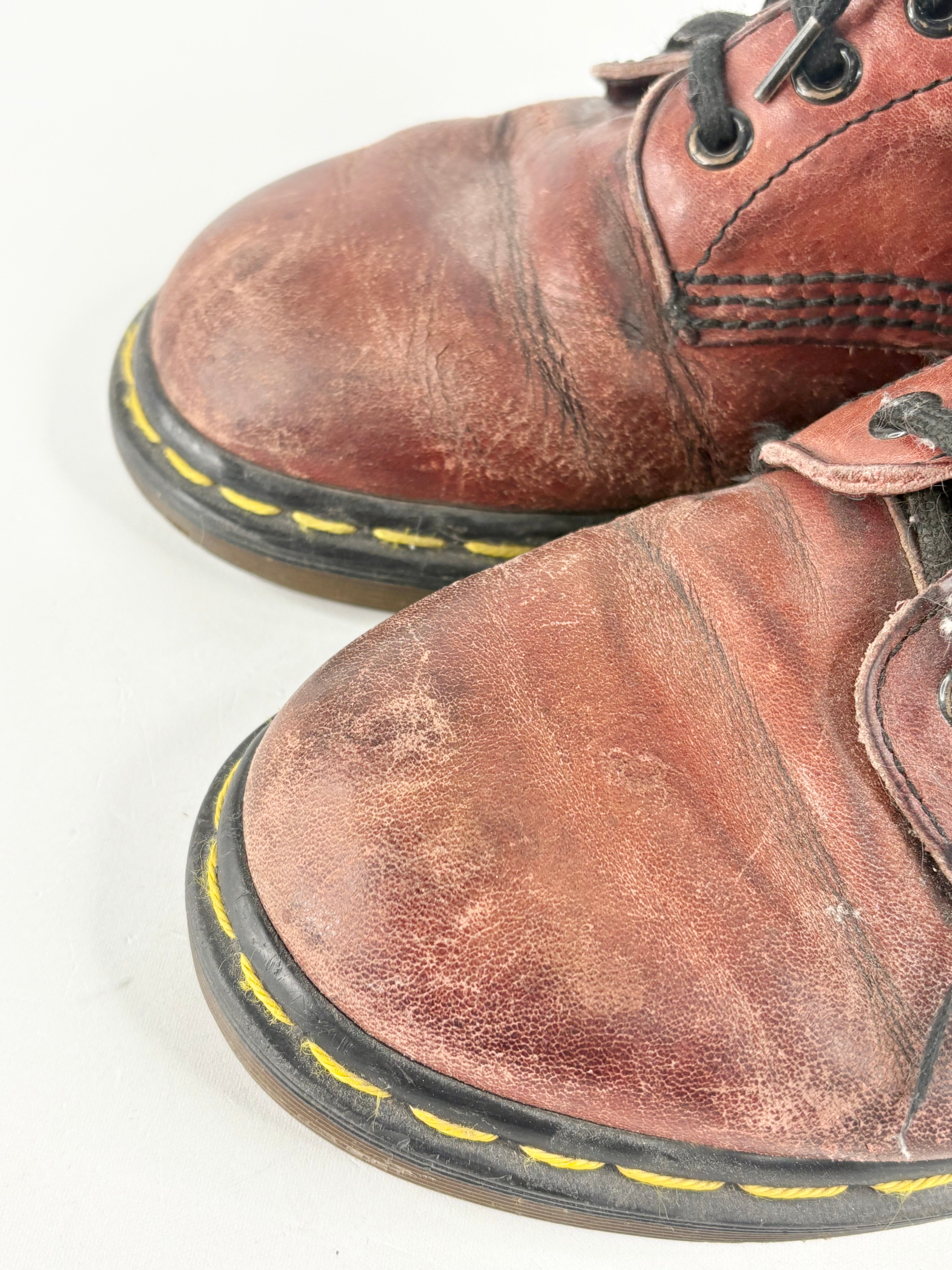 Dr. Martens Vintage Cherry Red Leather Lace Up Boots - EU38