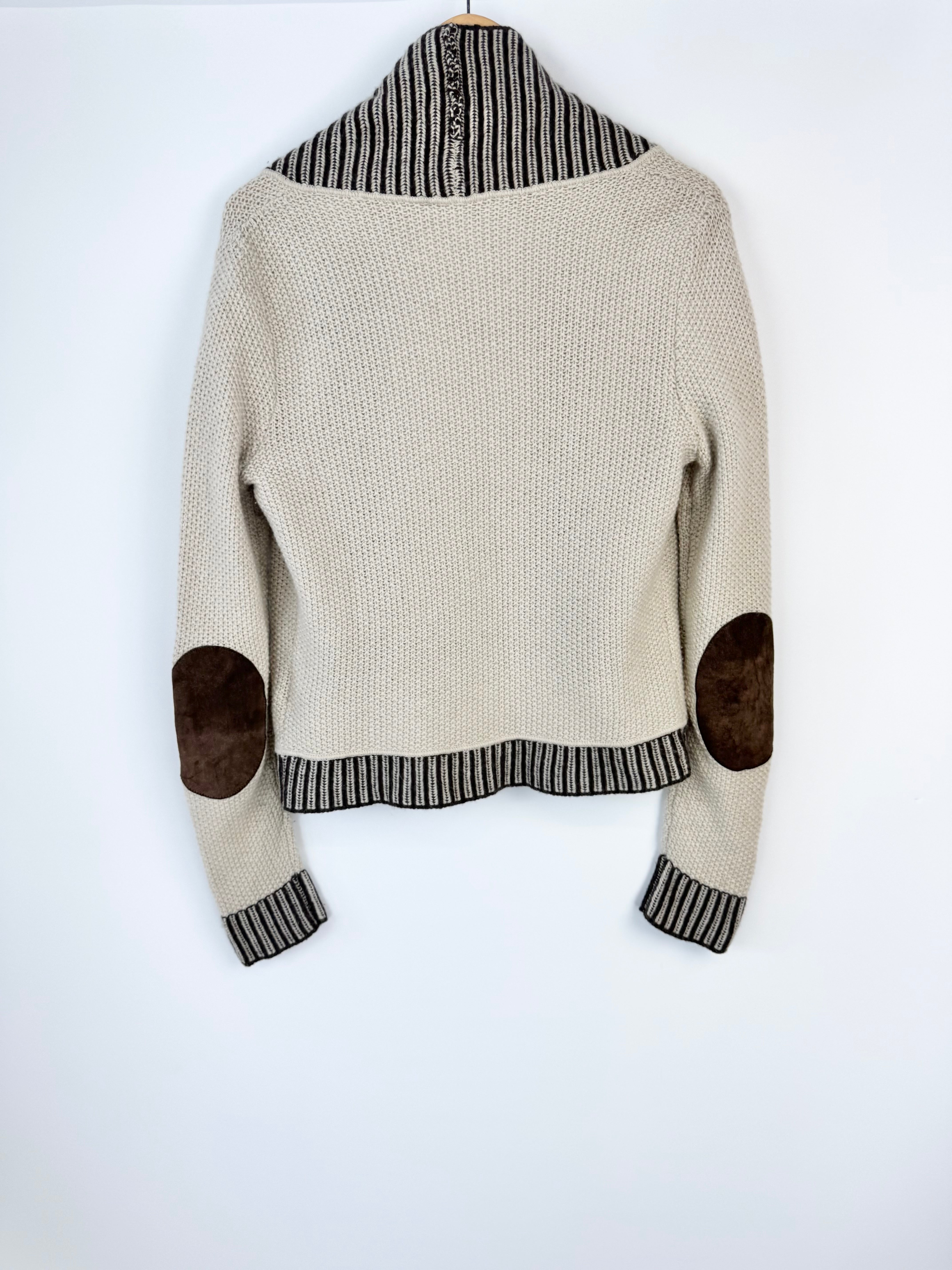 Weekend Max Mara Beige & Brown Striped Wool, Cashmere & Angora Blend Cardigan - AU8/10