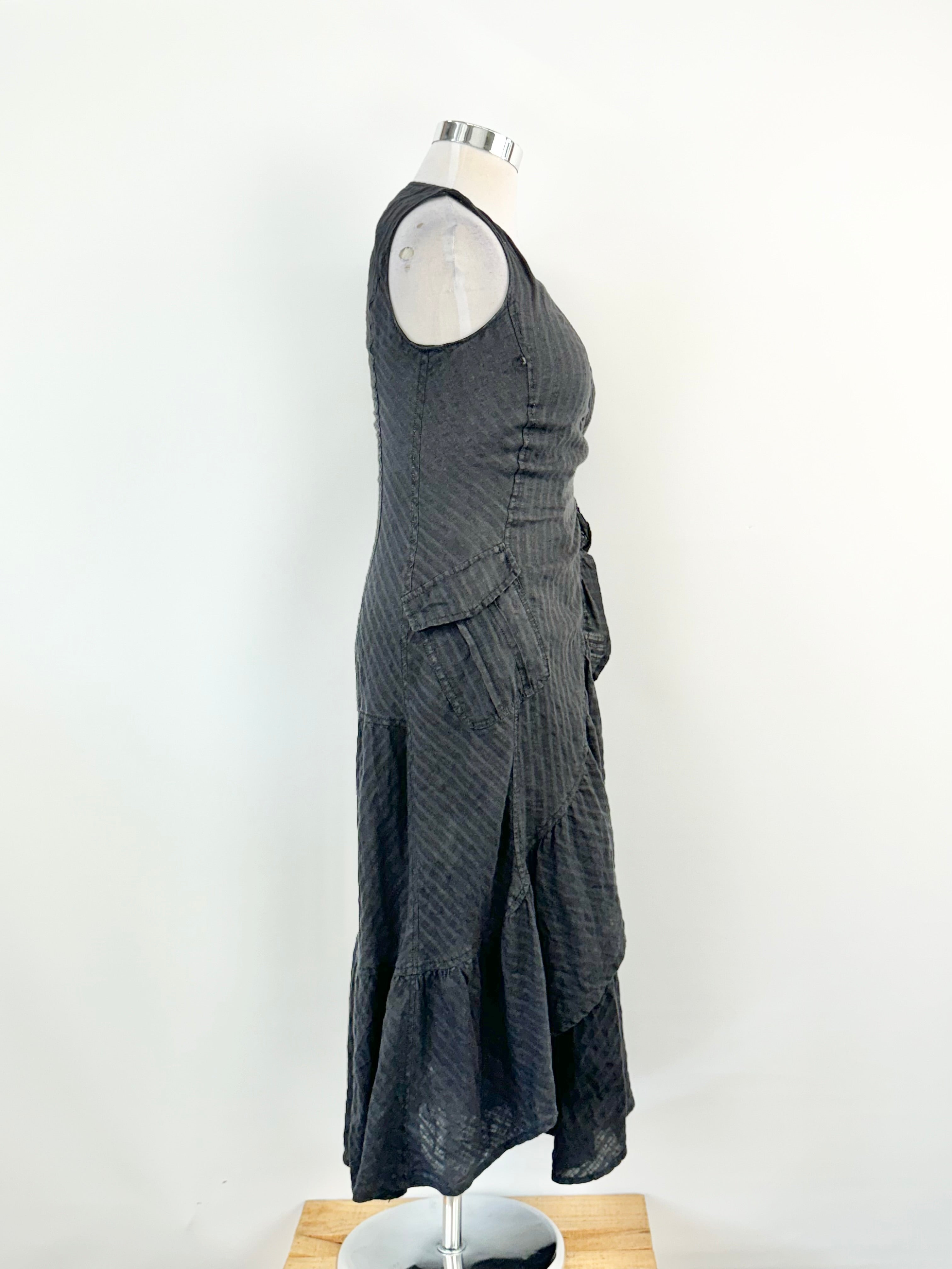 Max Mara Black Cotton Wrap Dress - AU10/12