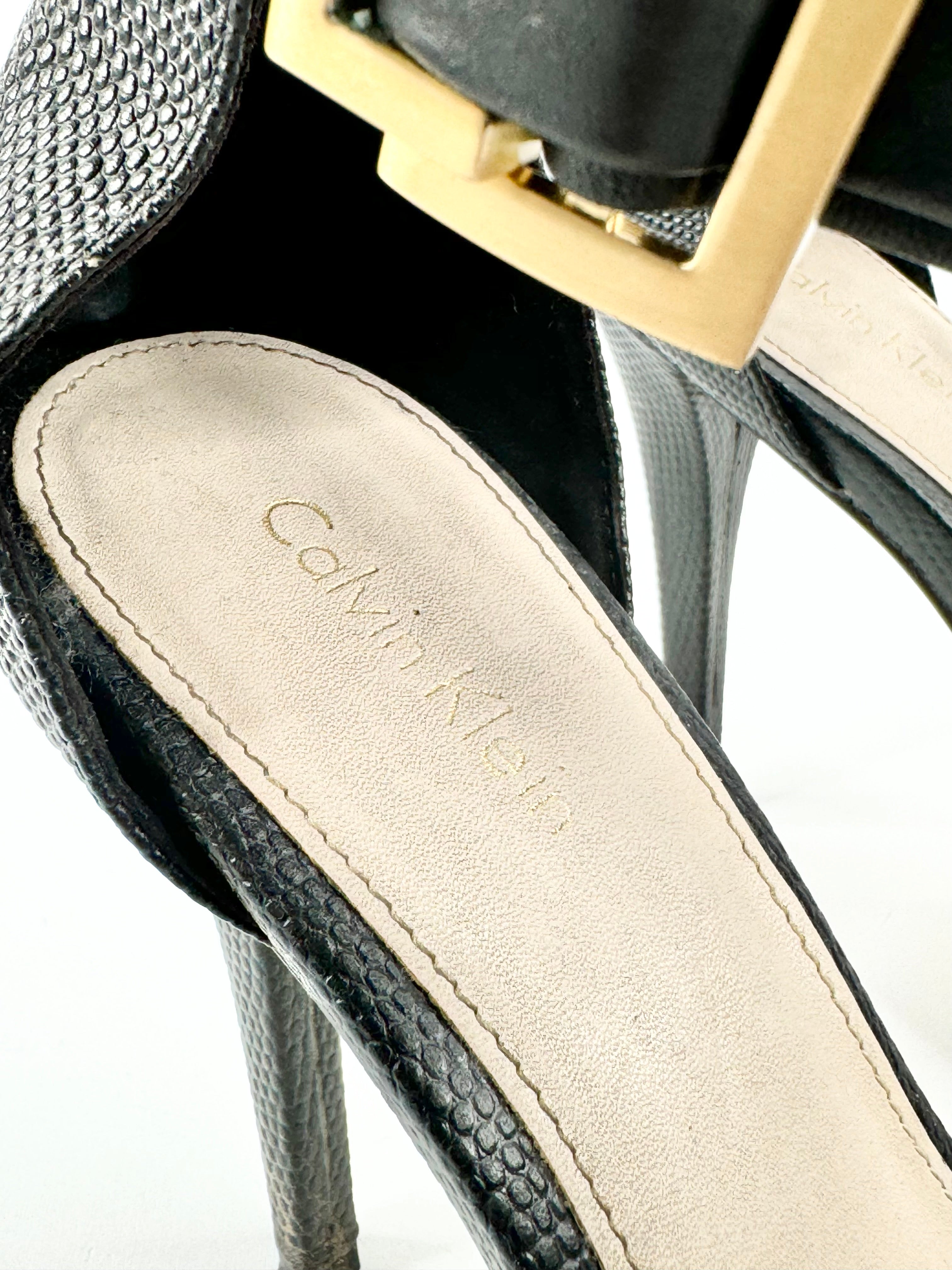 Calvin Klein Black Lizard Texture 'Sable' Stilettos - EU38