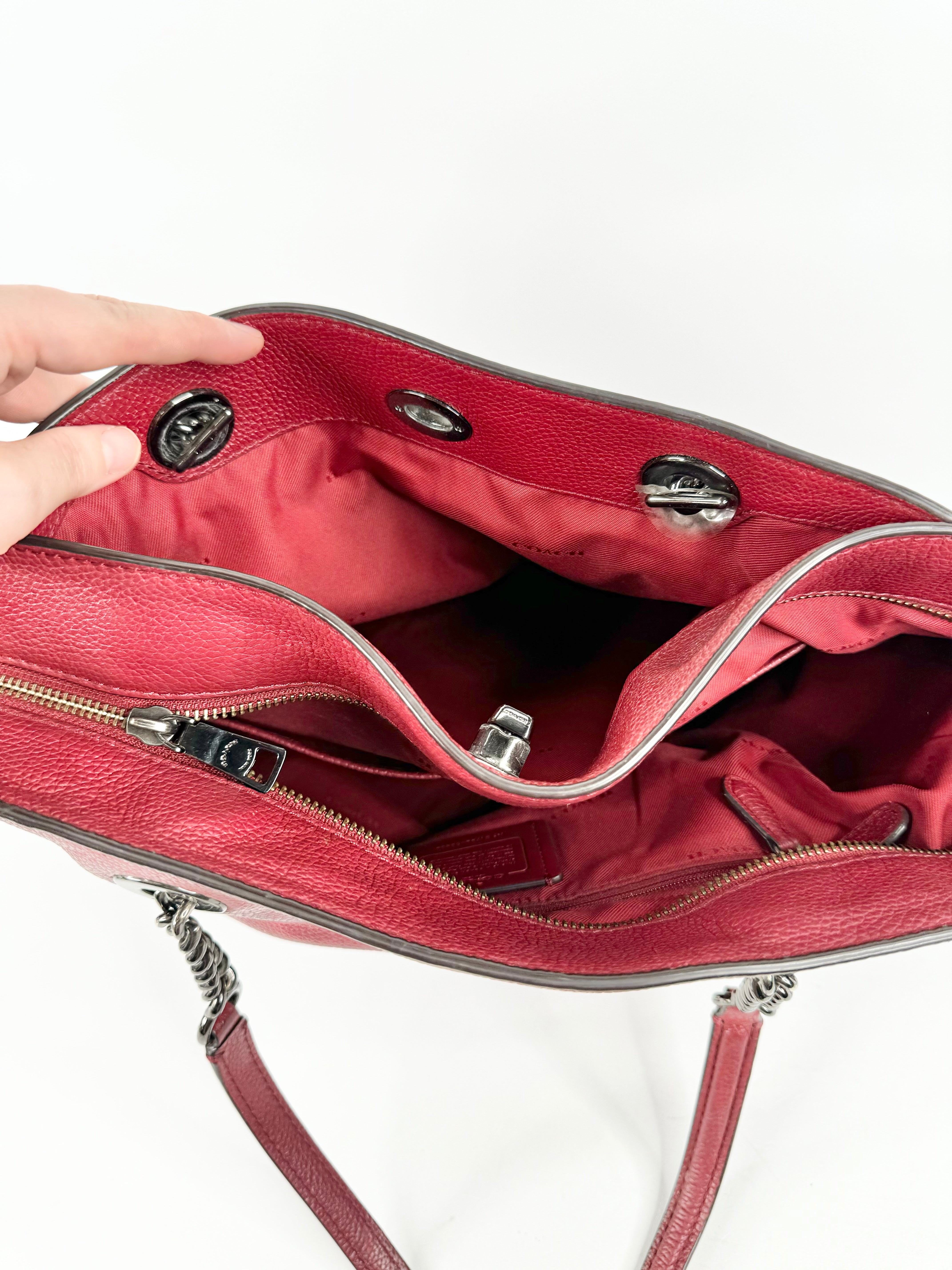 Coach Oxblood Grained Leather Tote