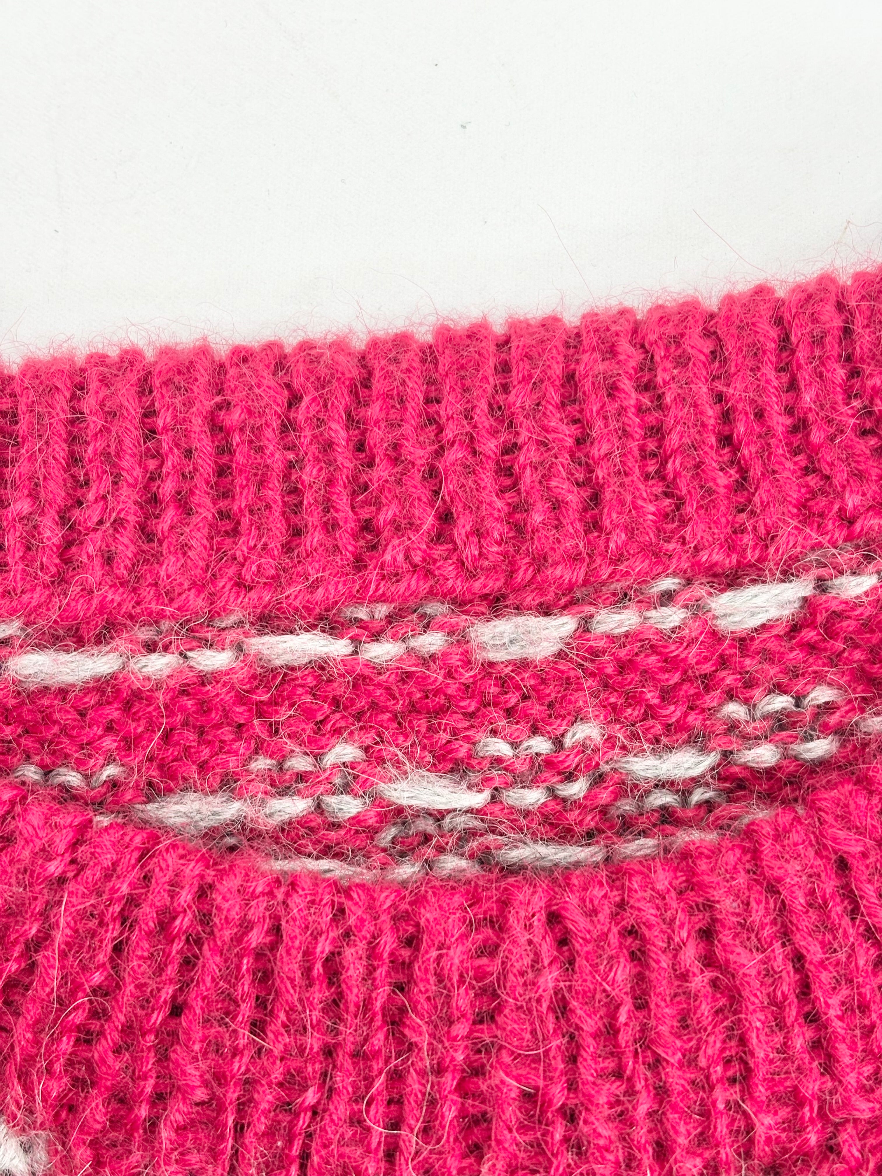 Handmade Vintage Red & Grey Alpaca Knit Sweater - AU10/12