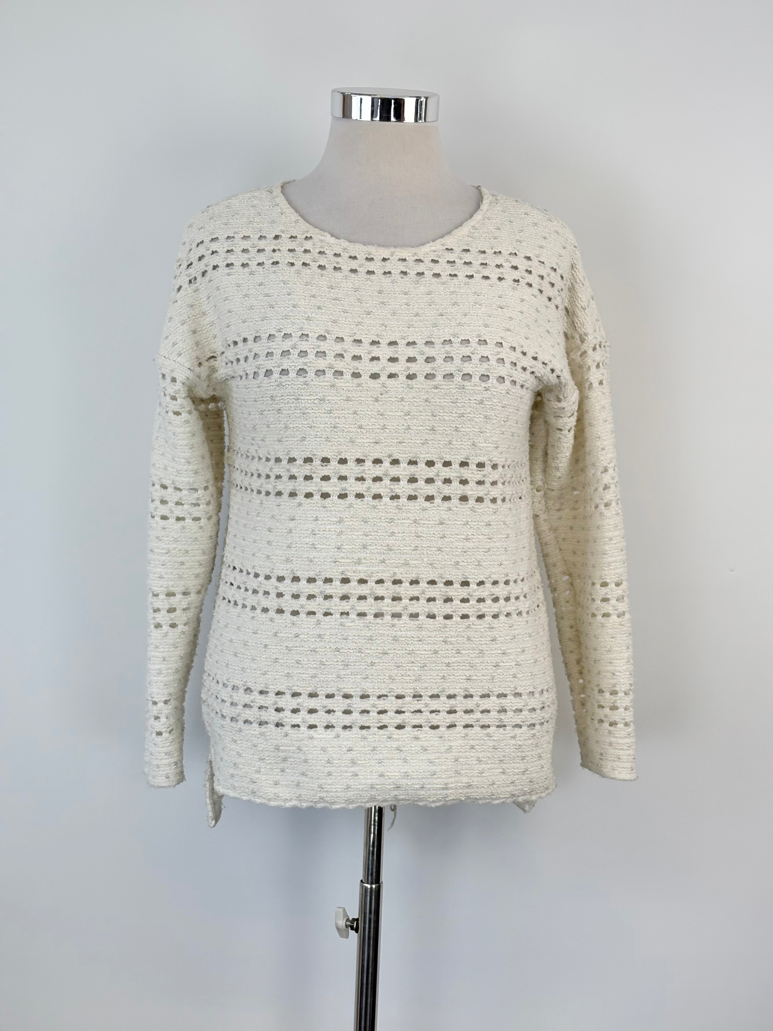 Massimo Dutti Cream & Silver Sparkly Crochet Knit Sweater - AU12