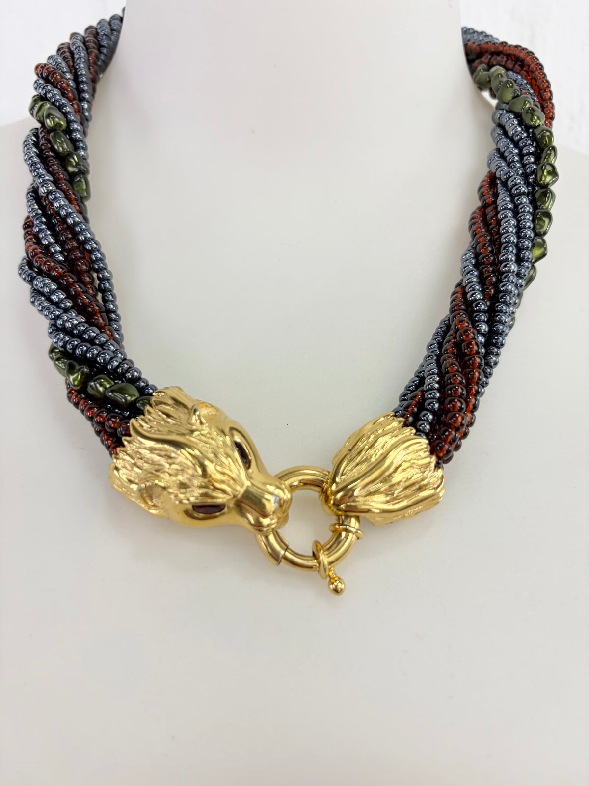 Joan Rivers Multi Strand Beaded Lion Clasp Necklace