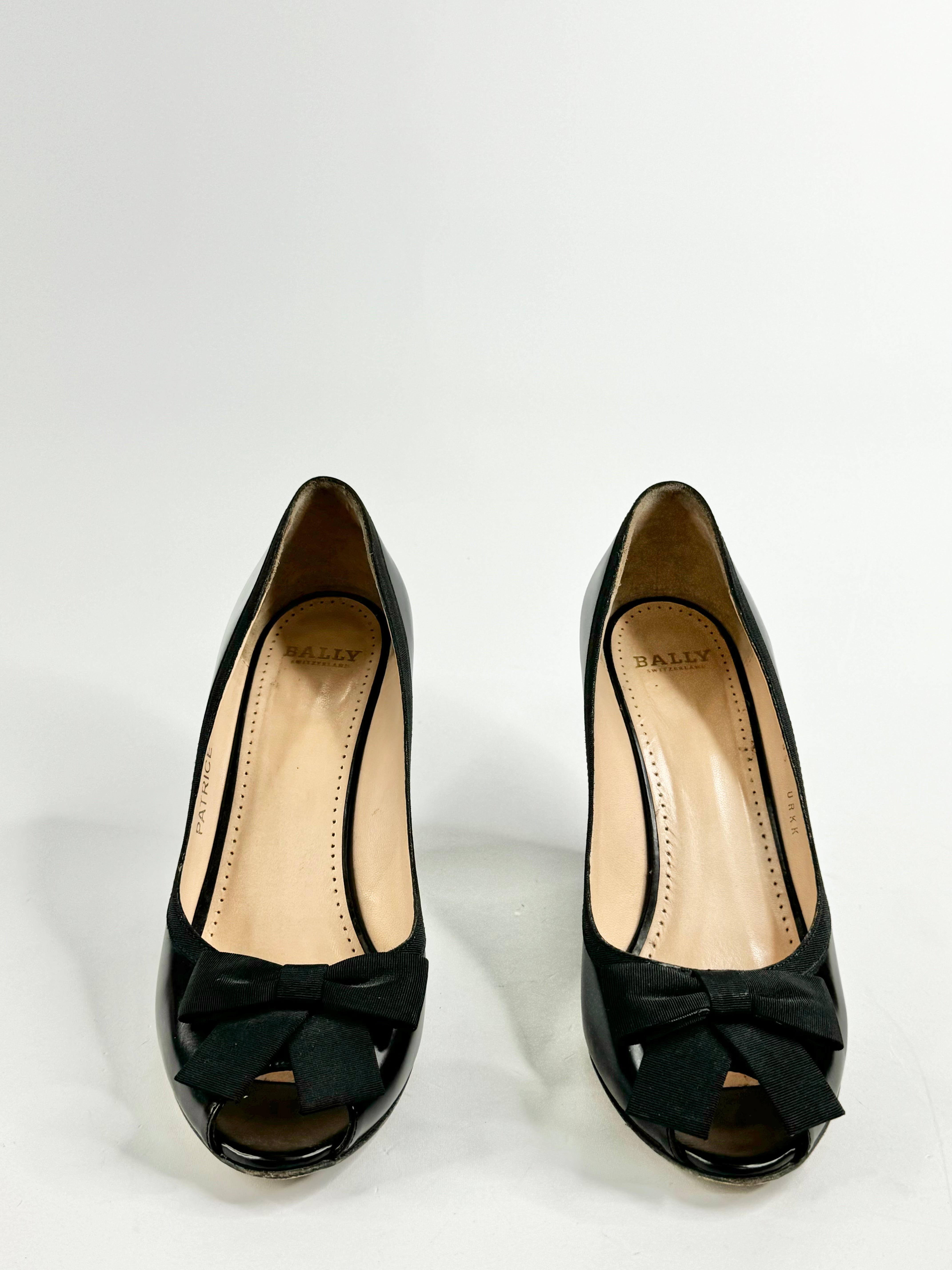 Bally Black 'Patrice' Peep Toe Wedges - EU38.5