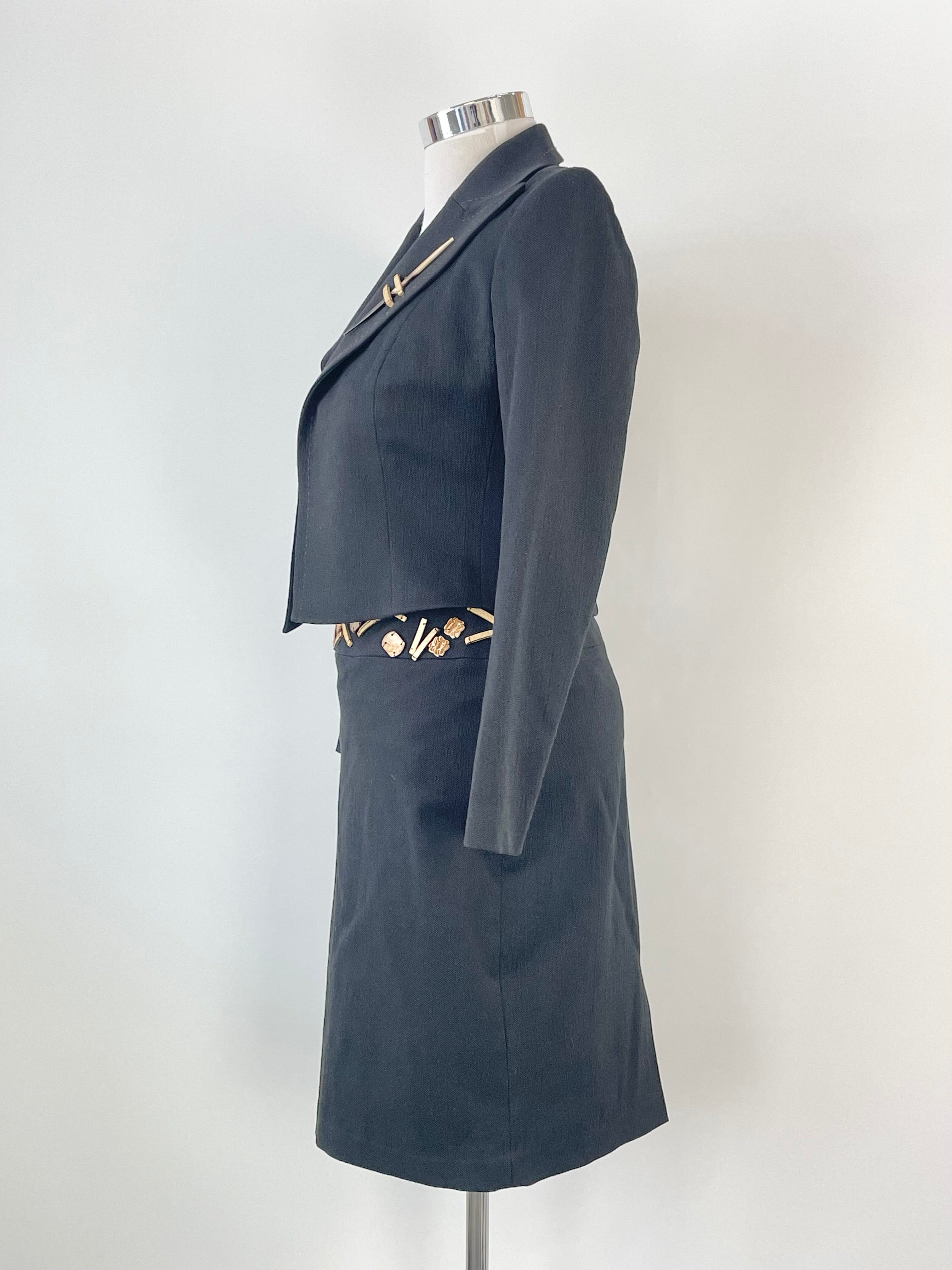 Covers Australia Black Cropped Blazer & Skirt 2pc Set - AU10/12