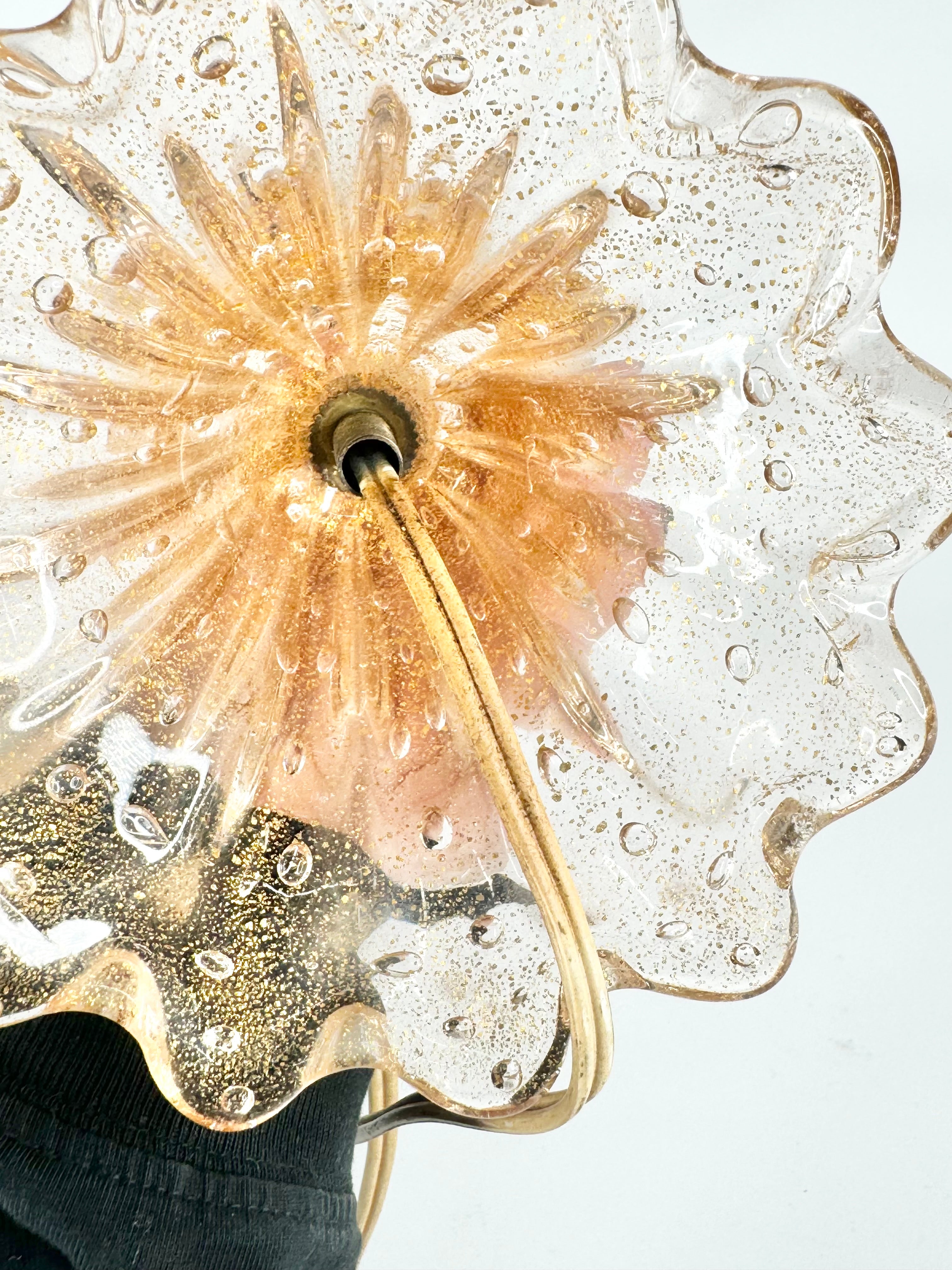 Vintage Murano Gold Speckle Glass Lamp