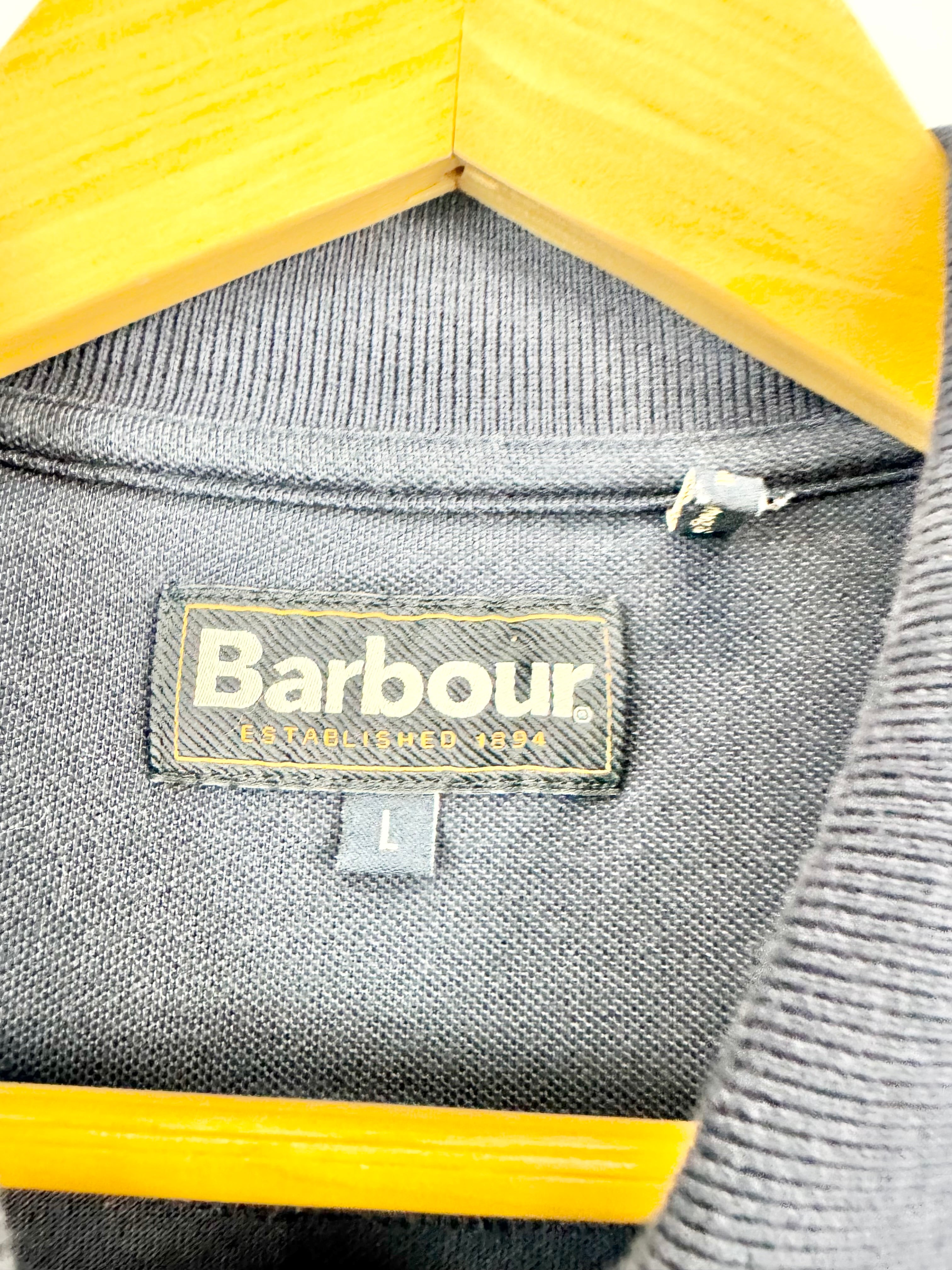 Barbour Navy Blue Cotton Blend Polo Top - L