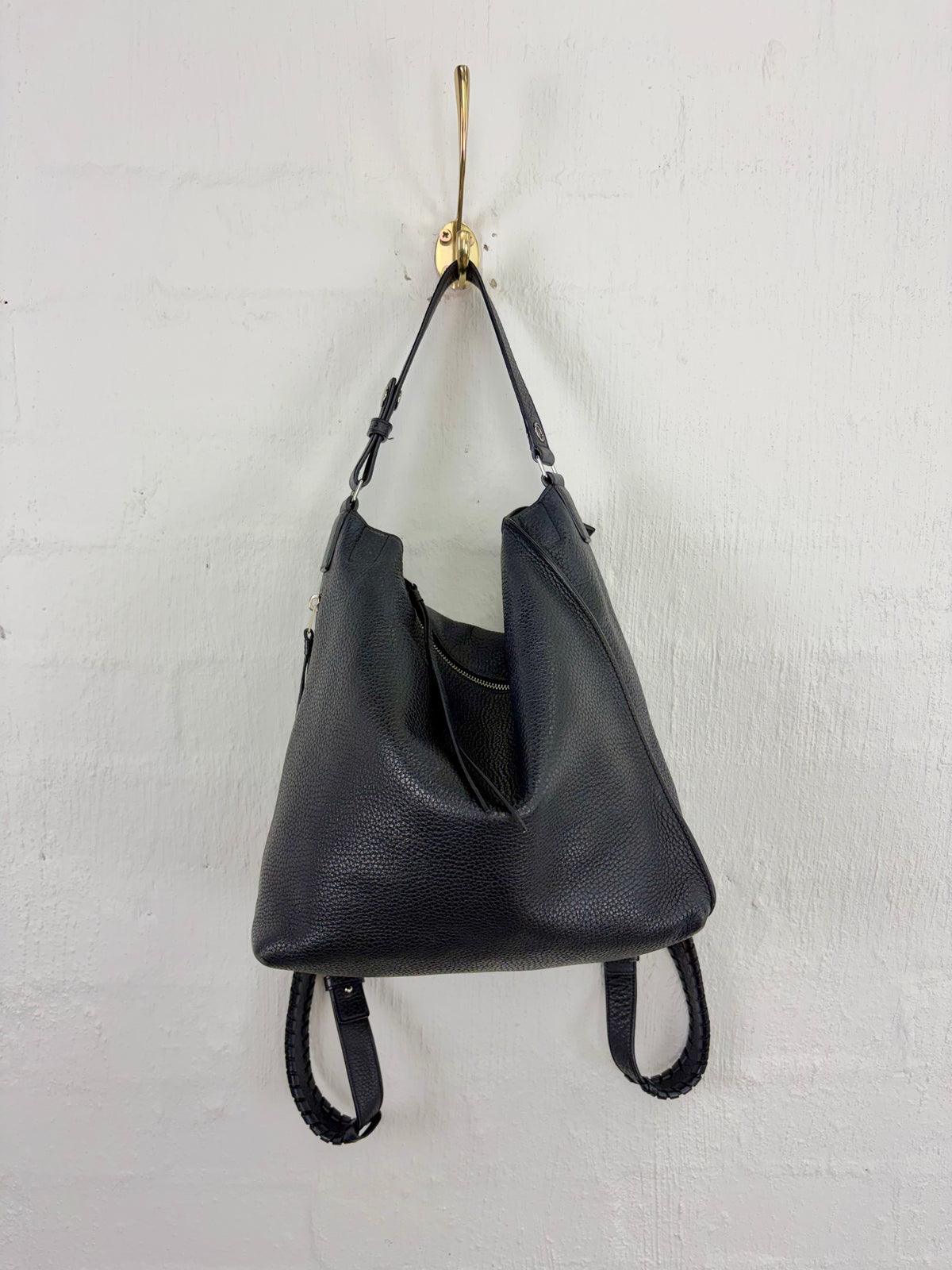 All Saints Black 'Kita' Convertible Leather Backpack