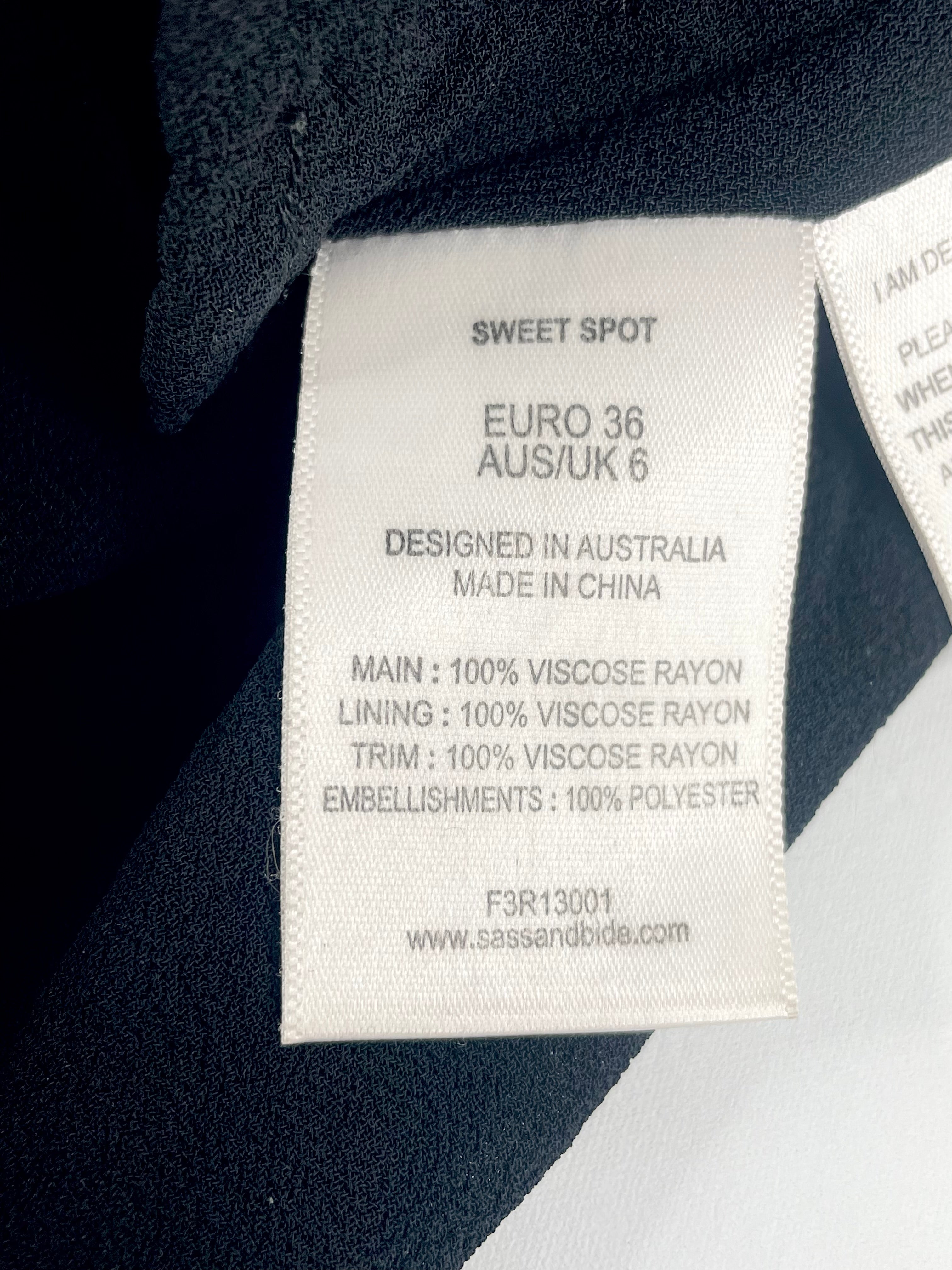 Sass & Bide 'Sweet Spot' Black Sheer Embellished Skirt - AU6