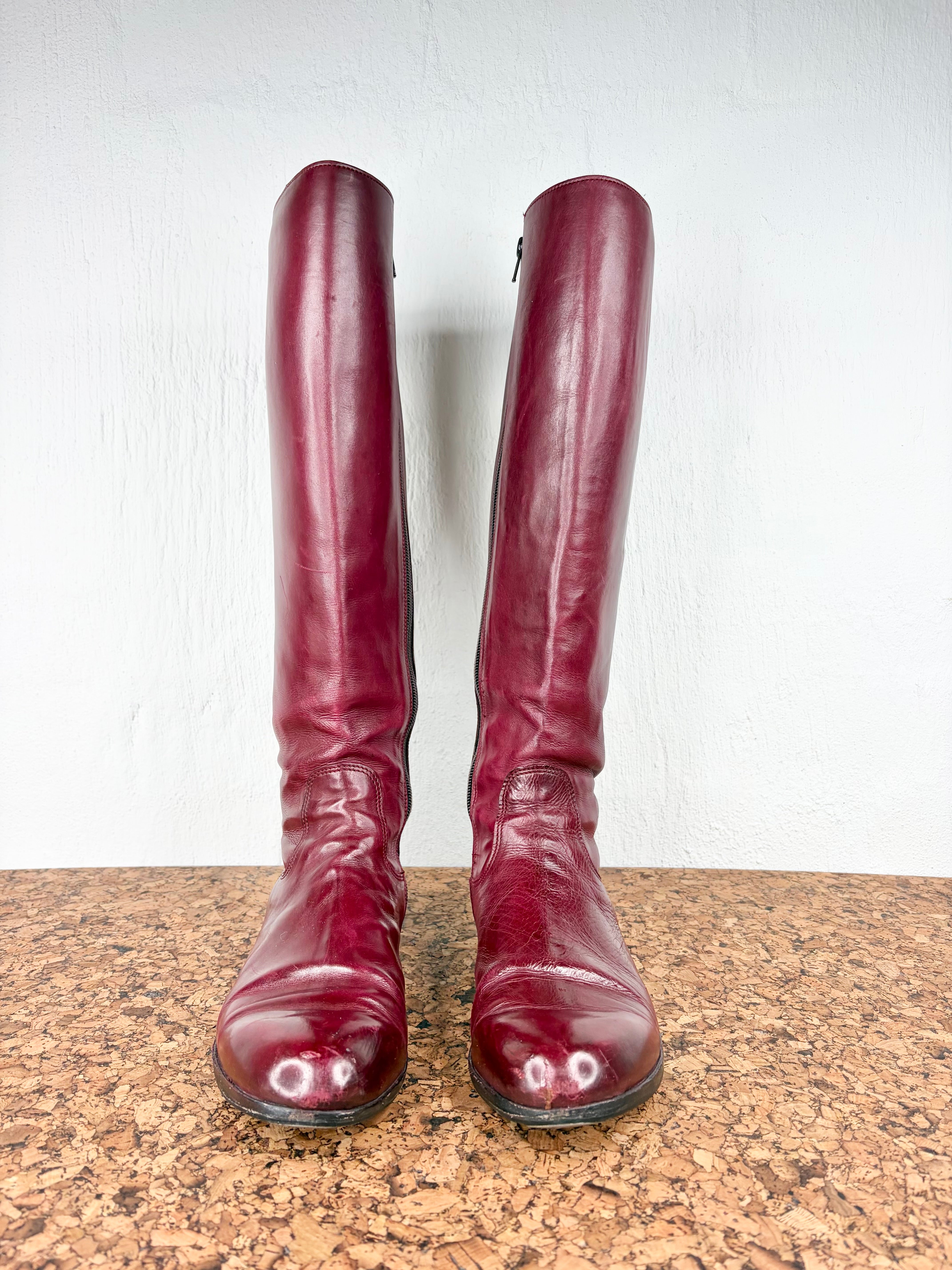Wootten Burgundy Handcrafted Leather Boots - EU39