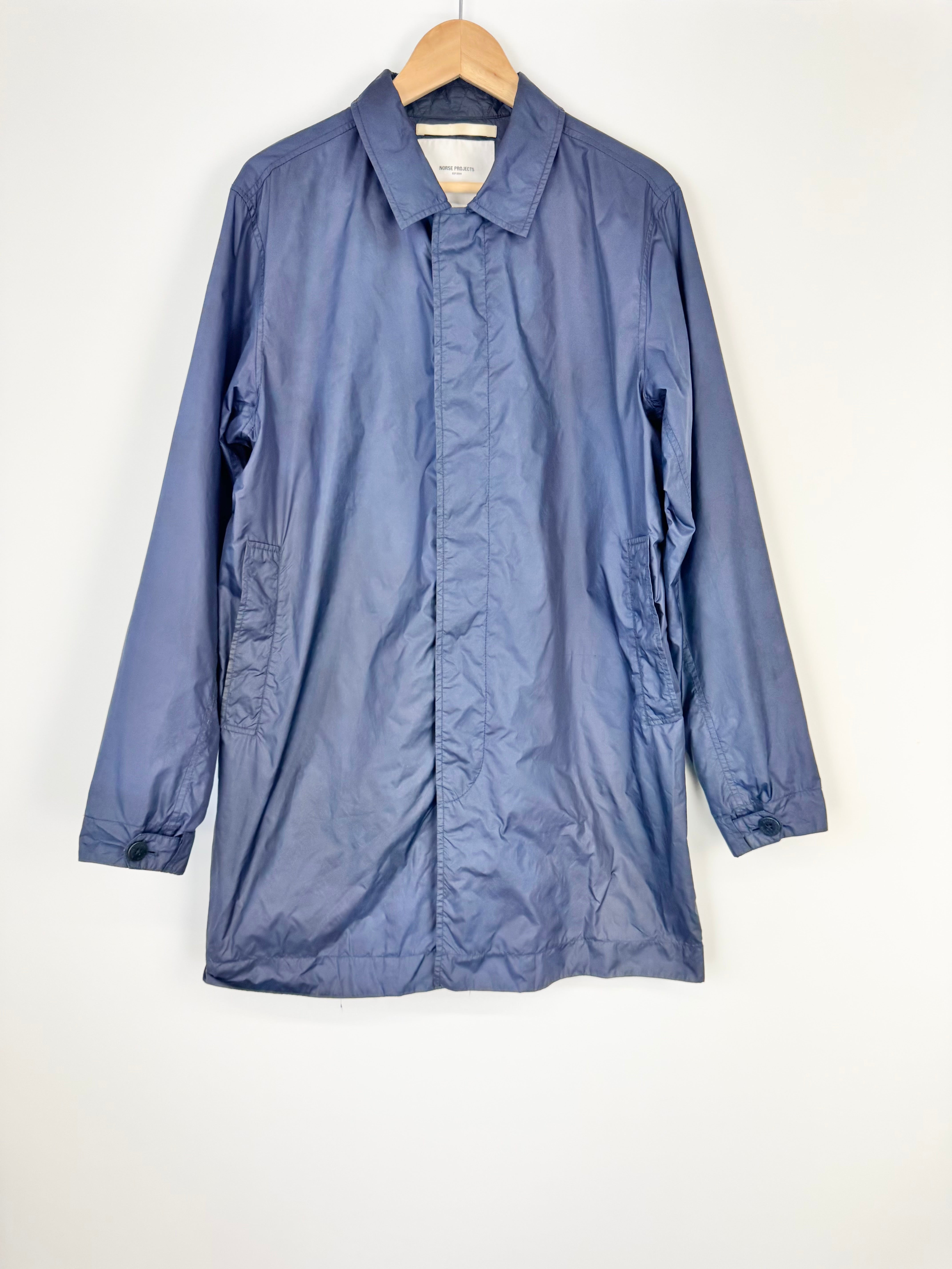 Norse Projects Navy Blue 'Thor Light Ripstop' Rain Coat - M