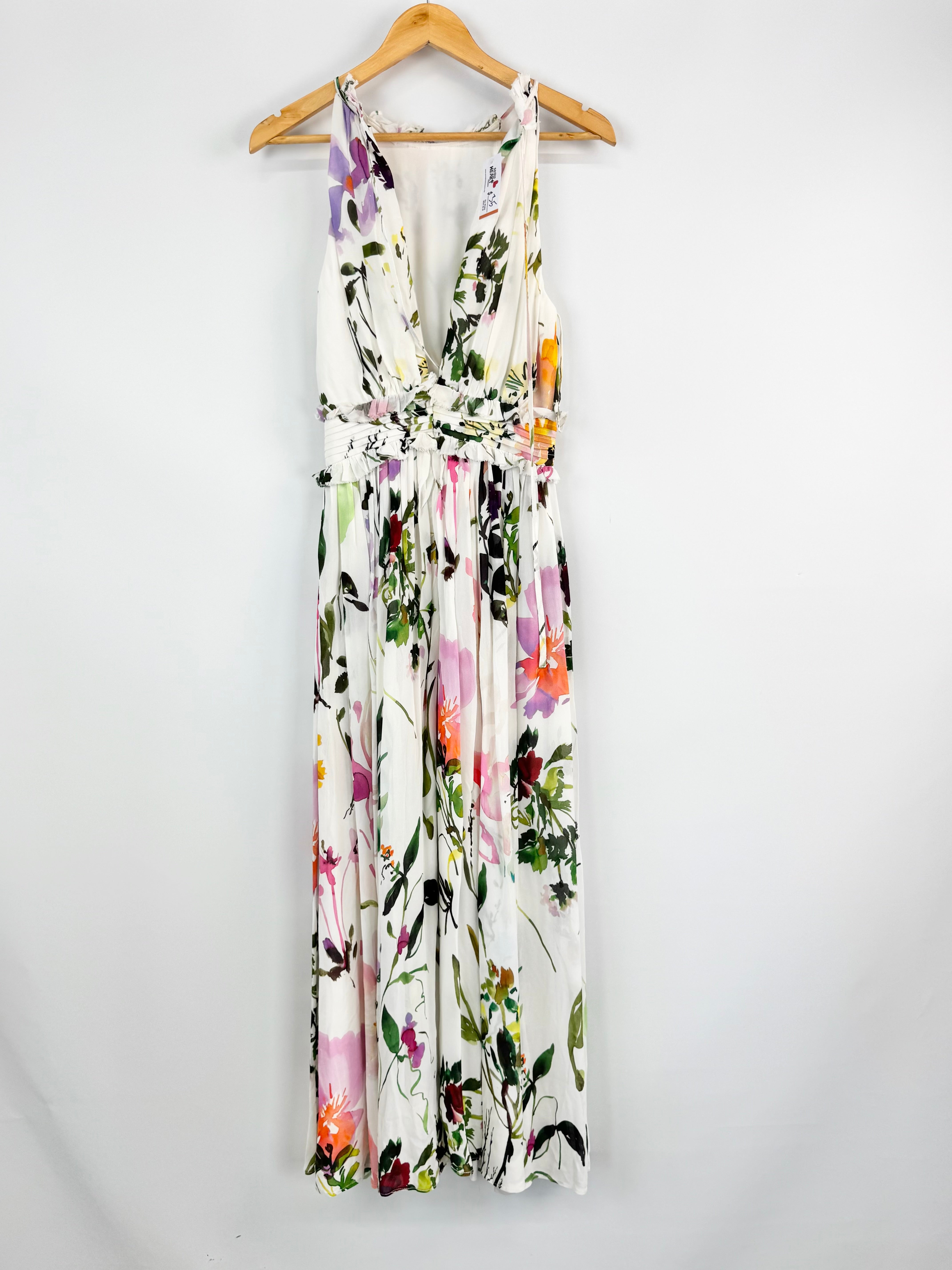 Aje White Crepe Floral Maxi Dress - AU6