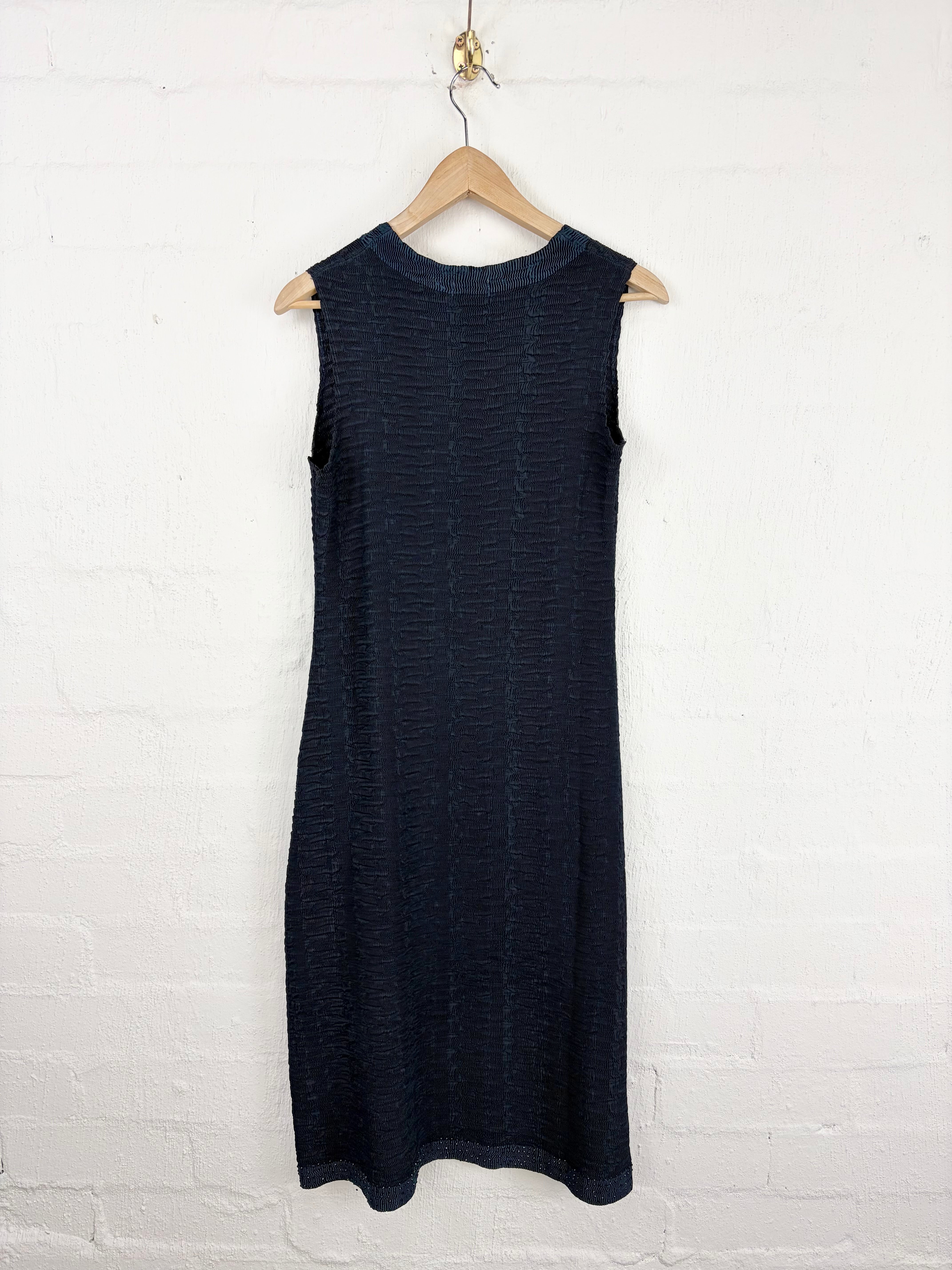 Alquema Midnight Crystal Embellished Plisse Sleeveless Dress - AU12/14