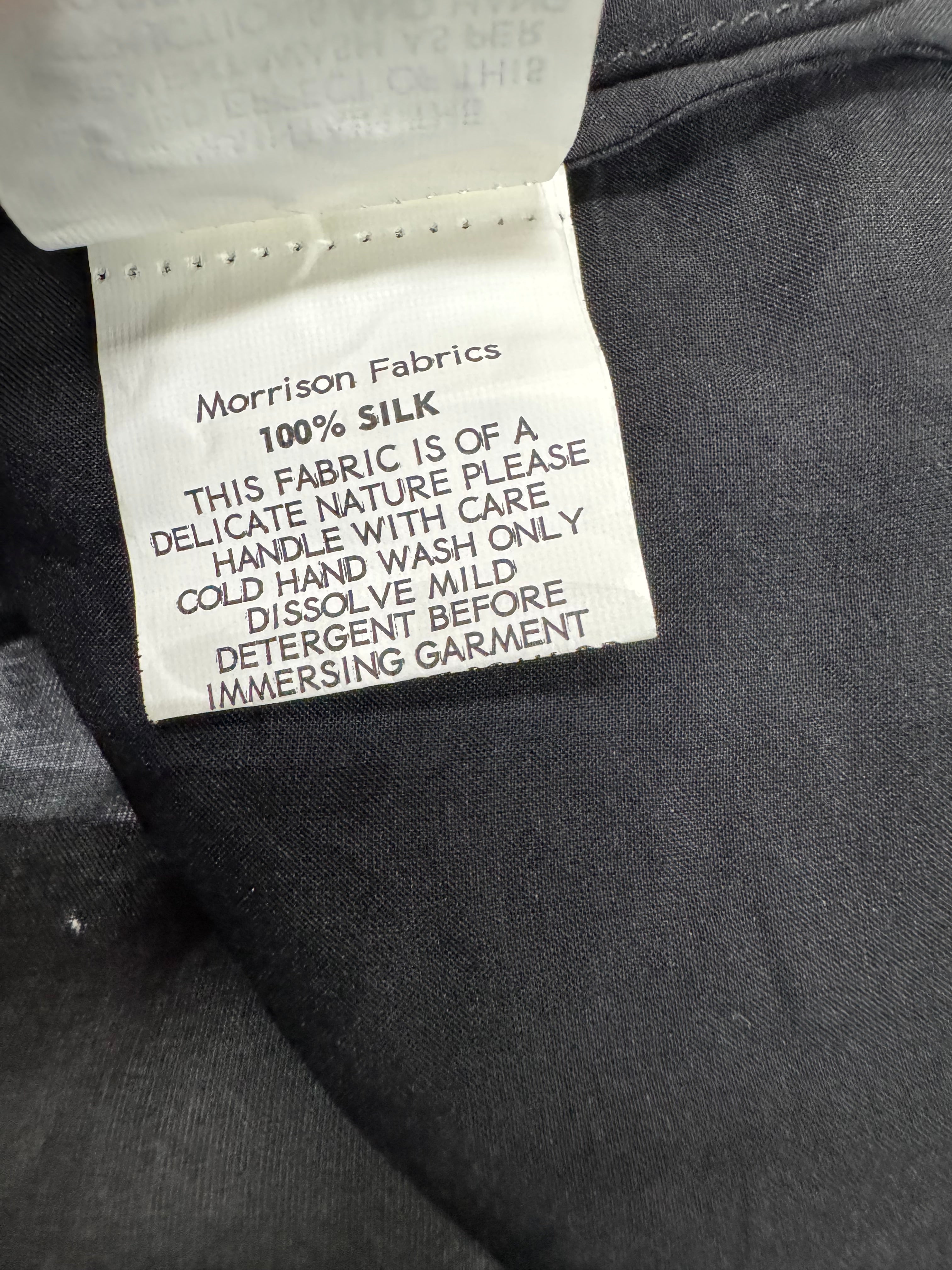 Morrison Sheer Black Silk Draped Blouse - AU8/10