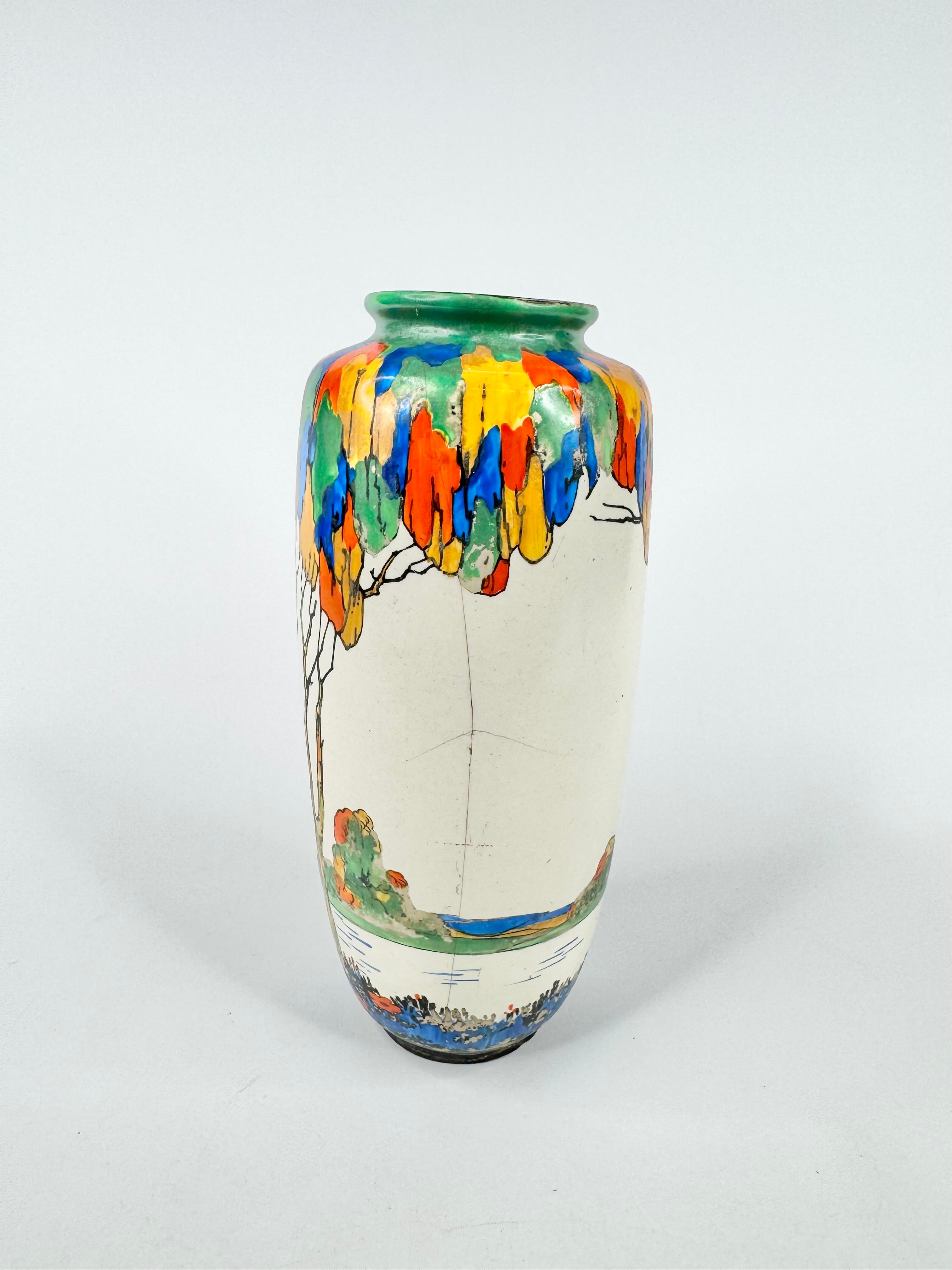 Vintage Crown Ducal Art Deco Hand Painted Tree Vase