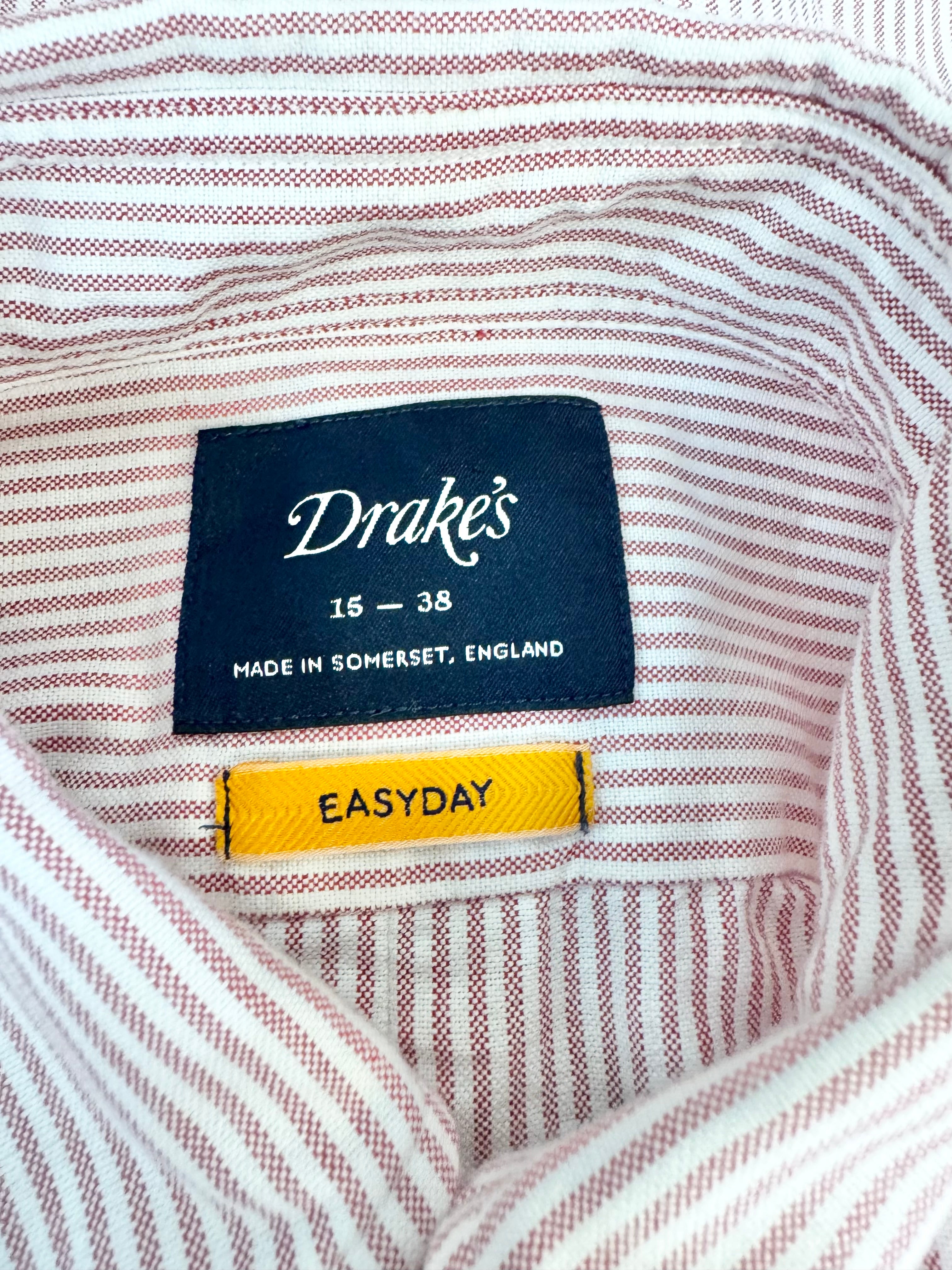 Drake's Red and White Striped Shirt - 15/28