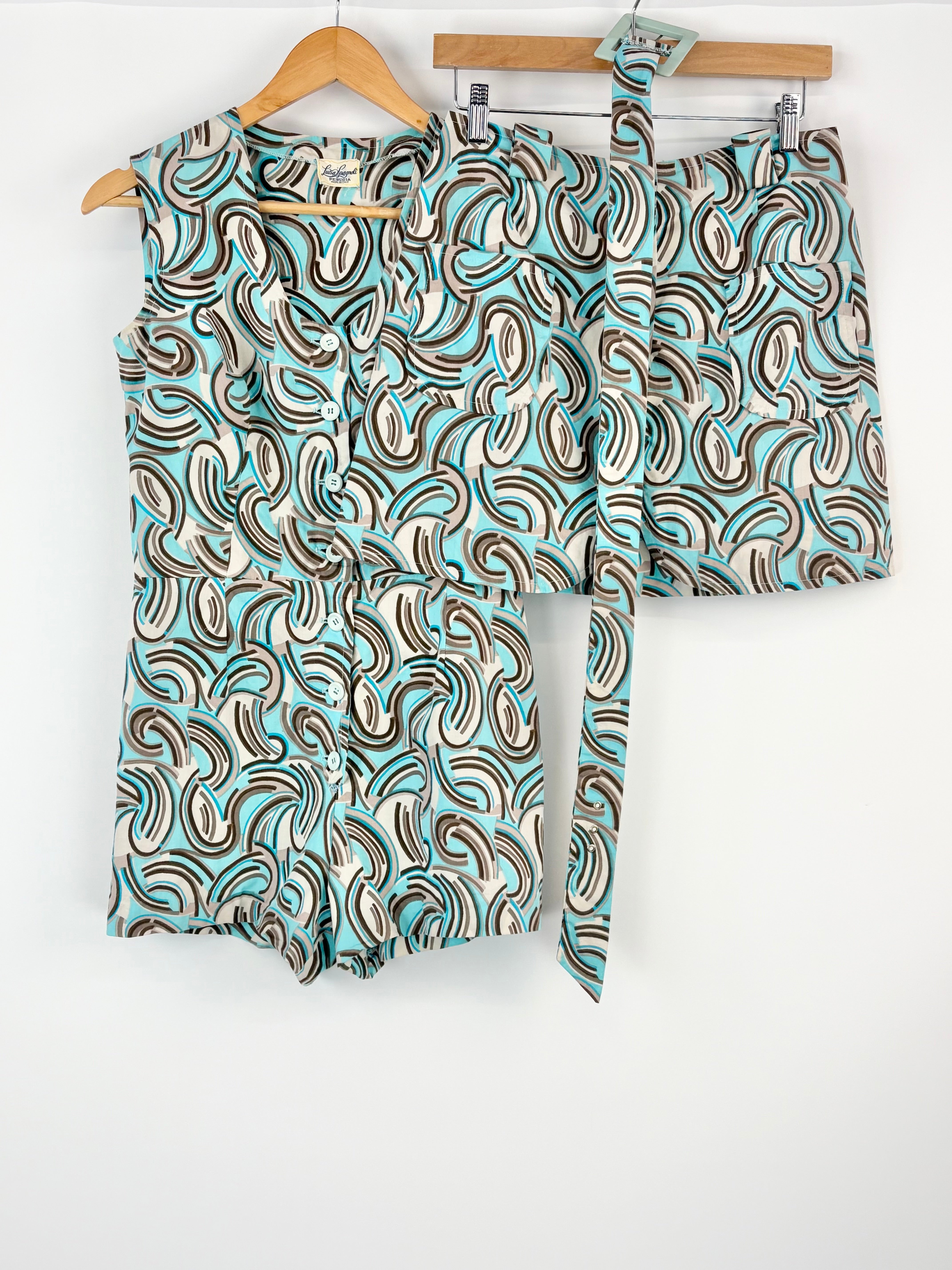 Luisa Spagnoli Retro Style Playsuit Set with Belted Over-Skirt - AU8