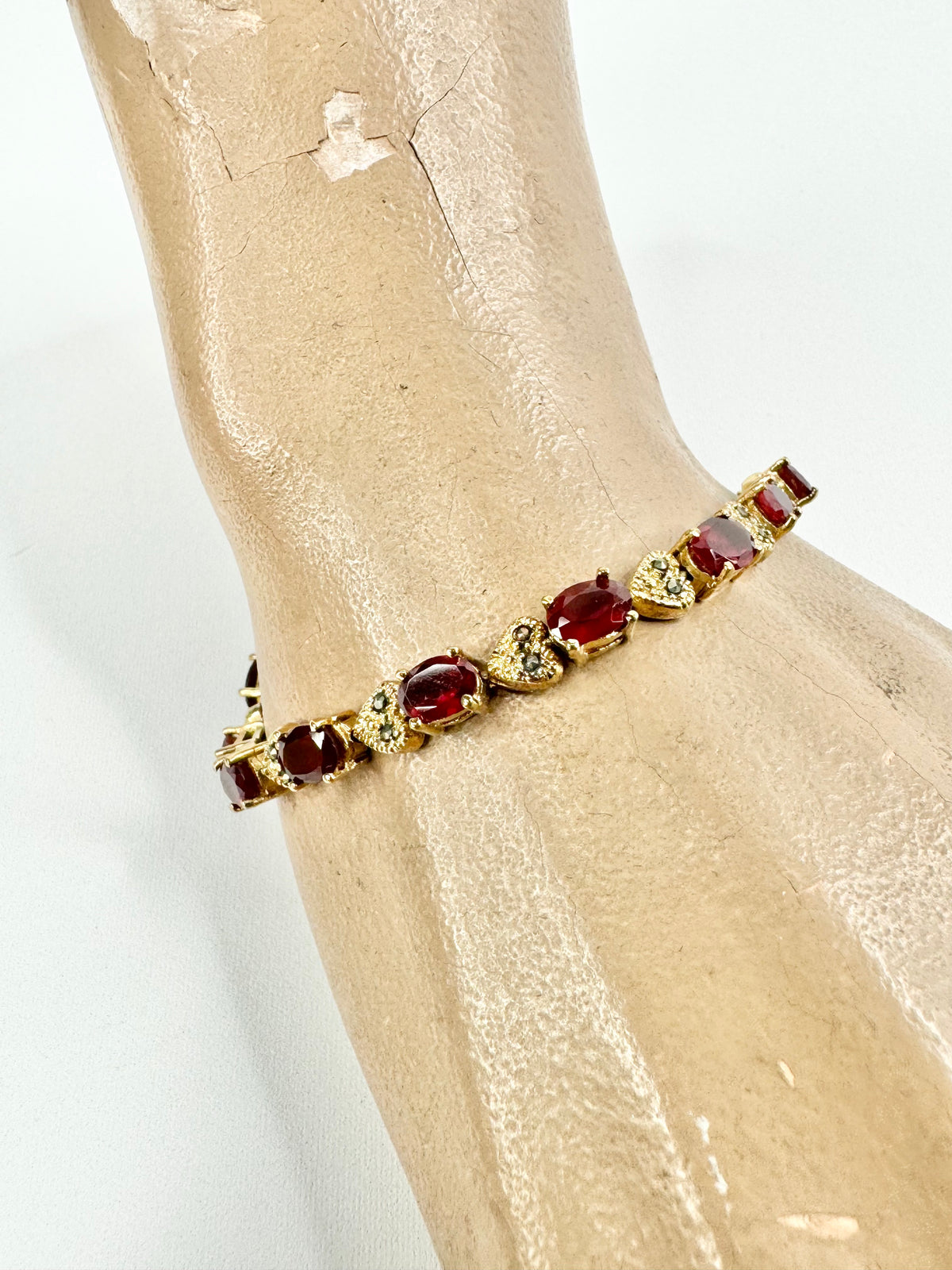 Red Gem & Heart Bracelet