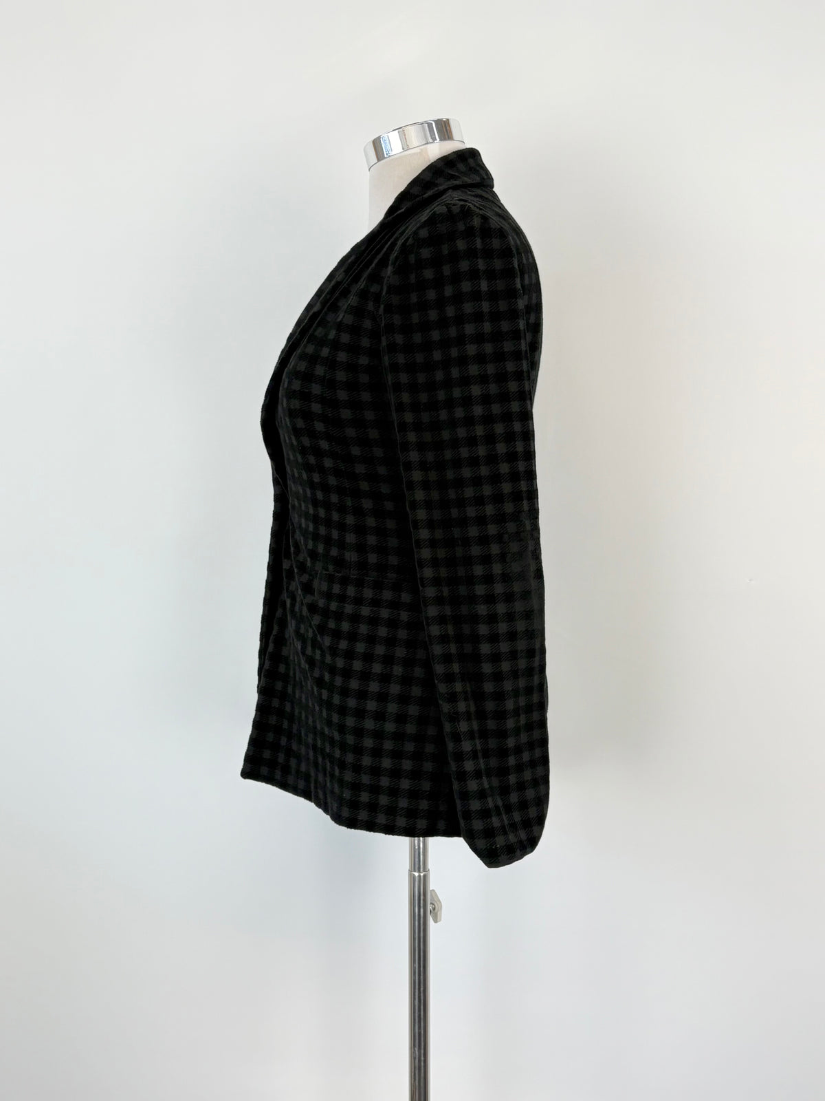 Vintage 80s Giorgio Armani Black Felted-Check Jacket - AU10/12